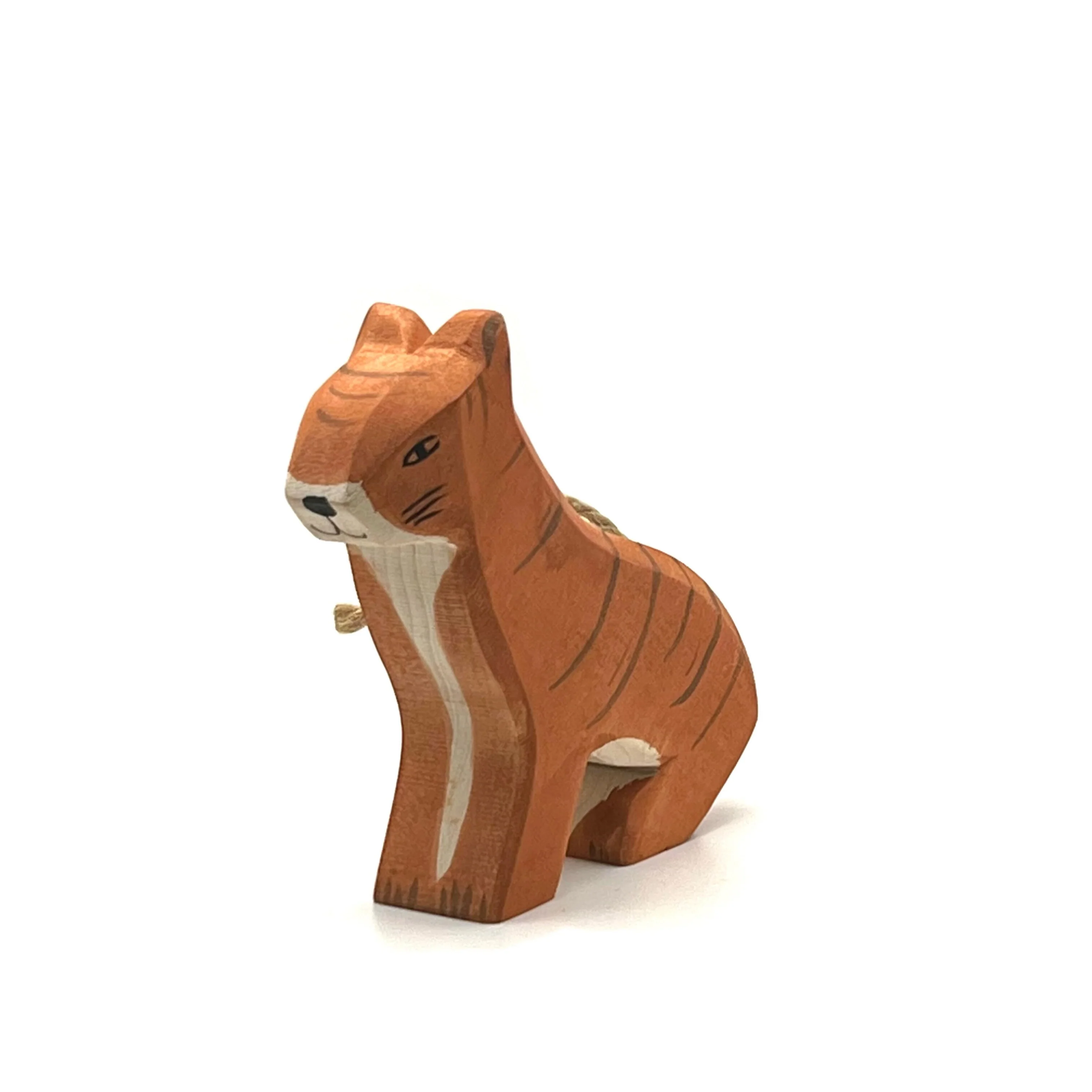 Handcrafted Open Ended Wooden Toy Animal - Tiger sitting - Image 2