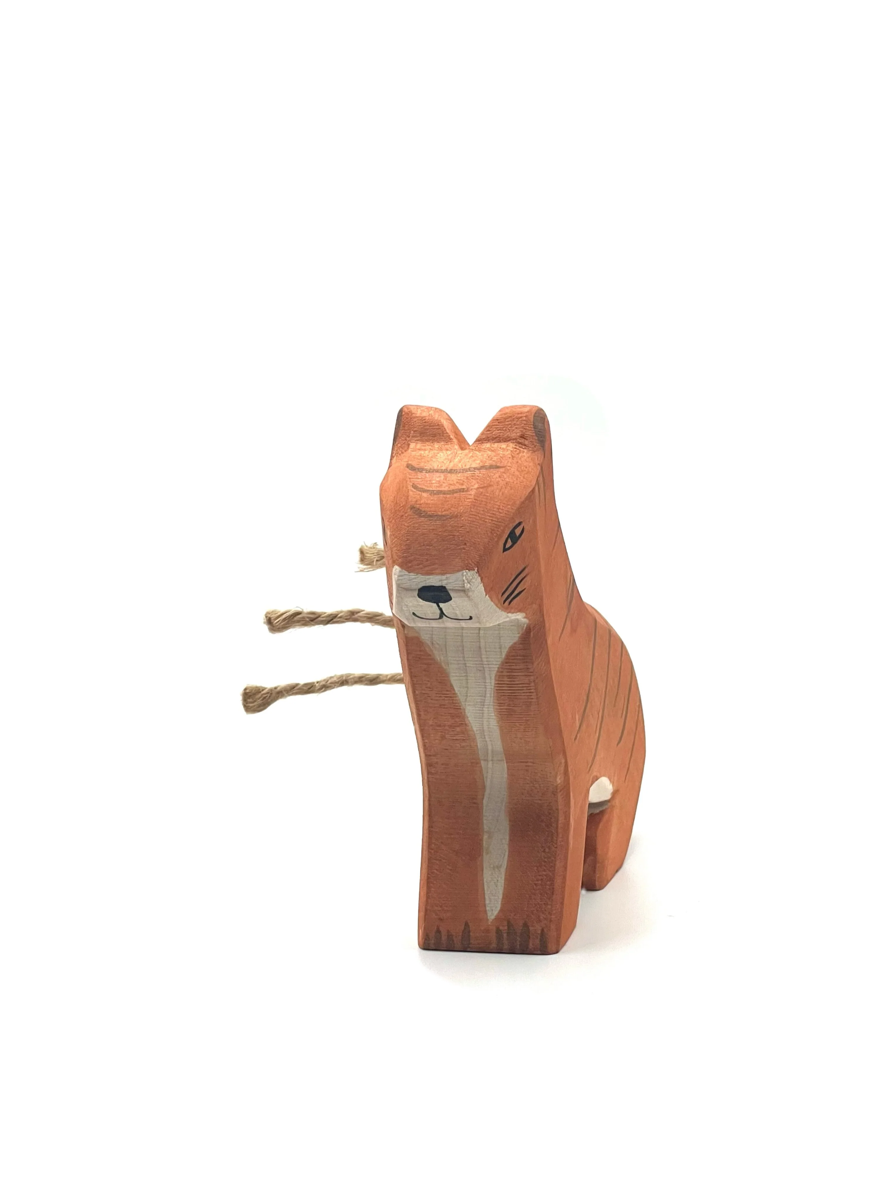 Handcrafted Open Ended Wooden Toy Animal - Tiger sitting - Image 3