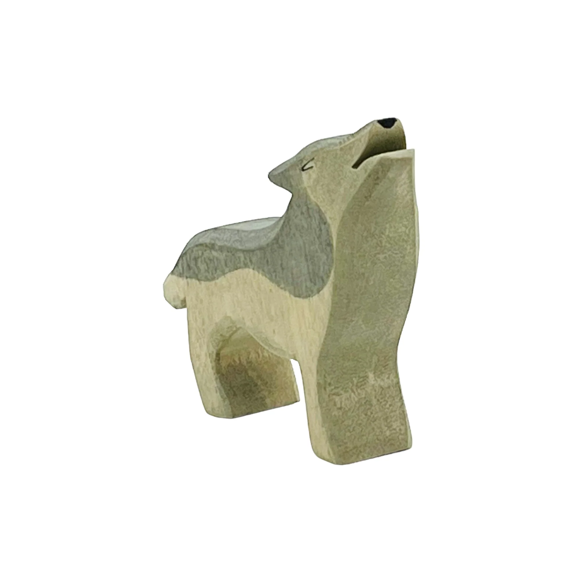 Handcrafted Open Ended Wooden Toy Animal - Wolf howling - Image 2