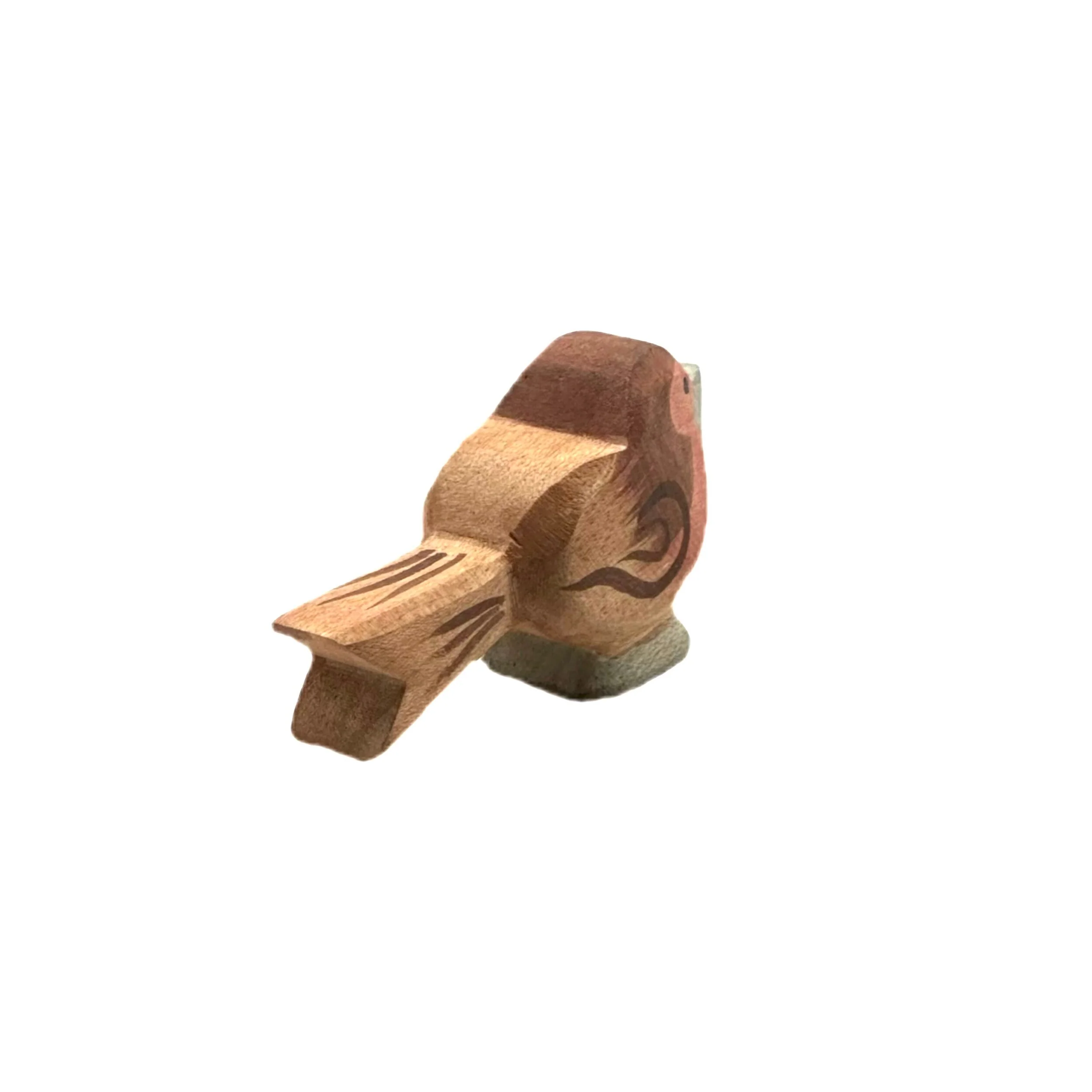 Handcrafted Open Ended Wooden Toy Bird - Redbreast - Image 3