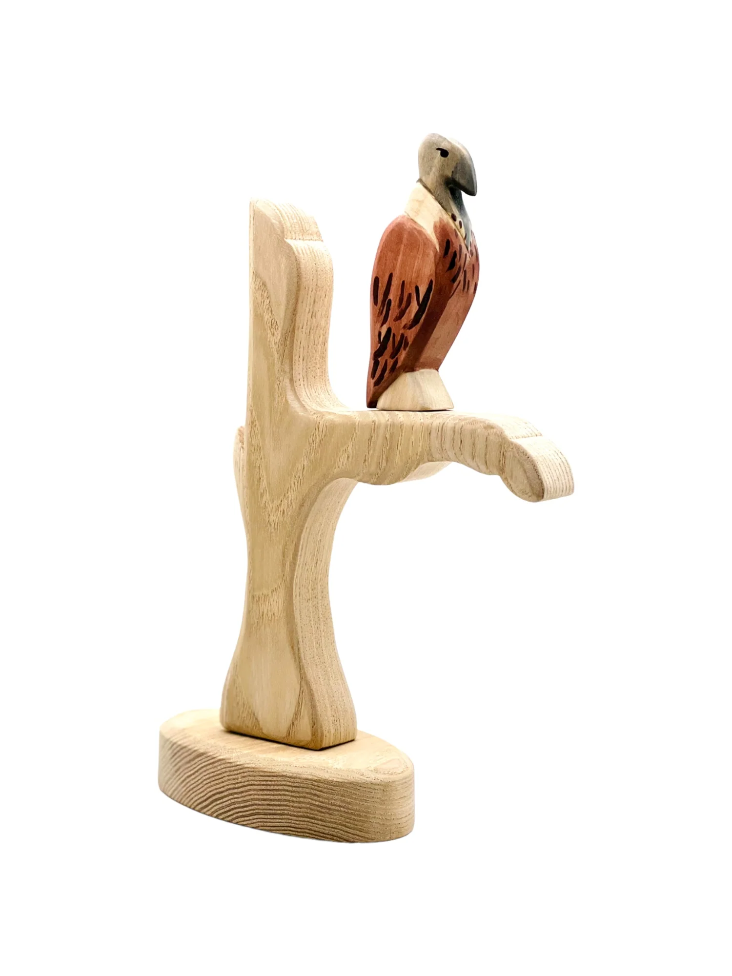 Handcrafted Open Ended Wooden Toy Bird - Vulture and Tree Trunk Set - Image 3