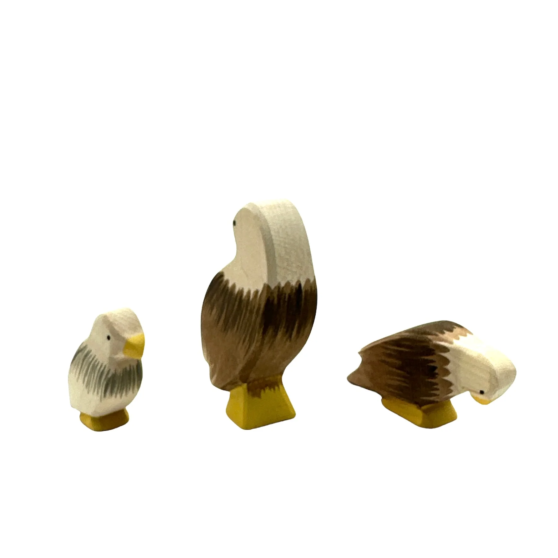 Handcrafted Open Ended Wooden Toy Birds - 3 Pieces Eagle Set - Image 3