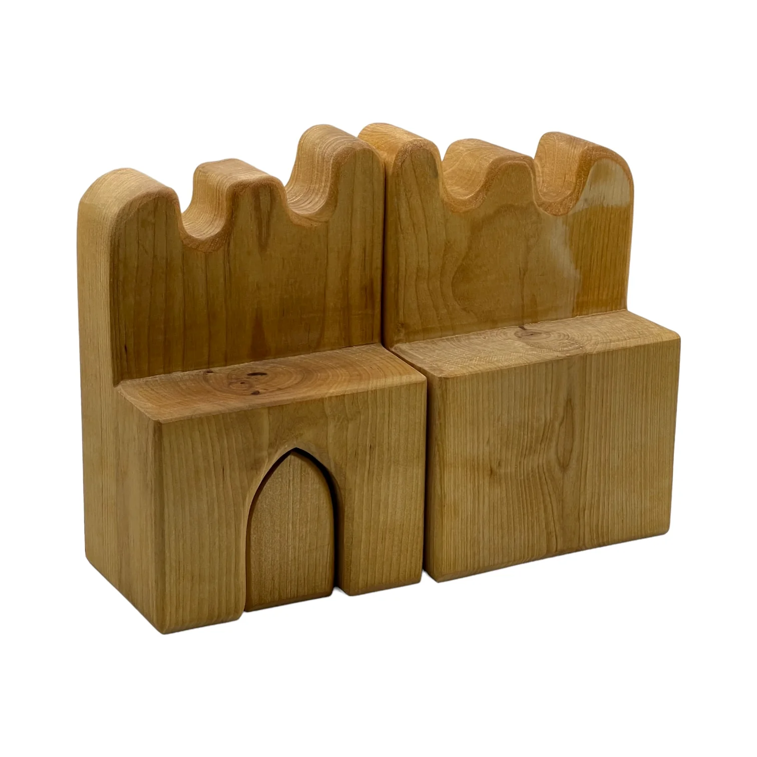 Handcrafted Open Ended Wooden Toy Castles - 2 Parapets with 1 Portal - Image 3