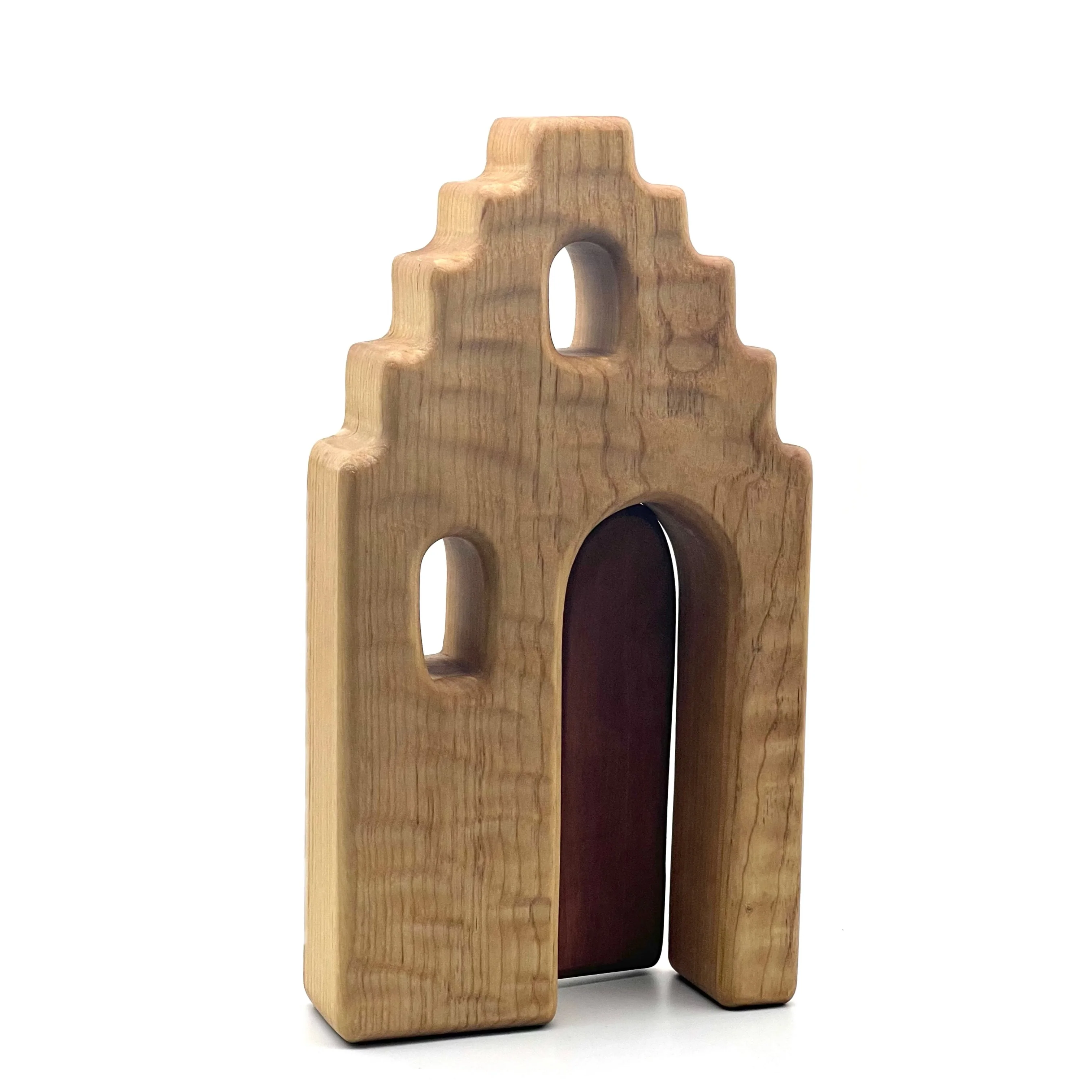 Handcrafted Open Ended Wooden Toy Castles - Big Cityhouse with Door - Image 3