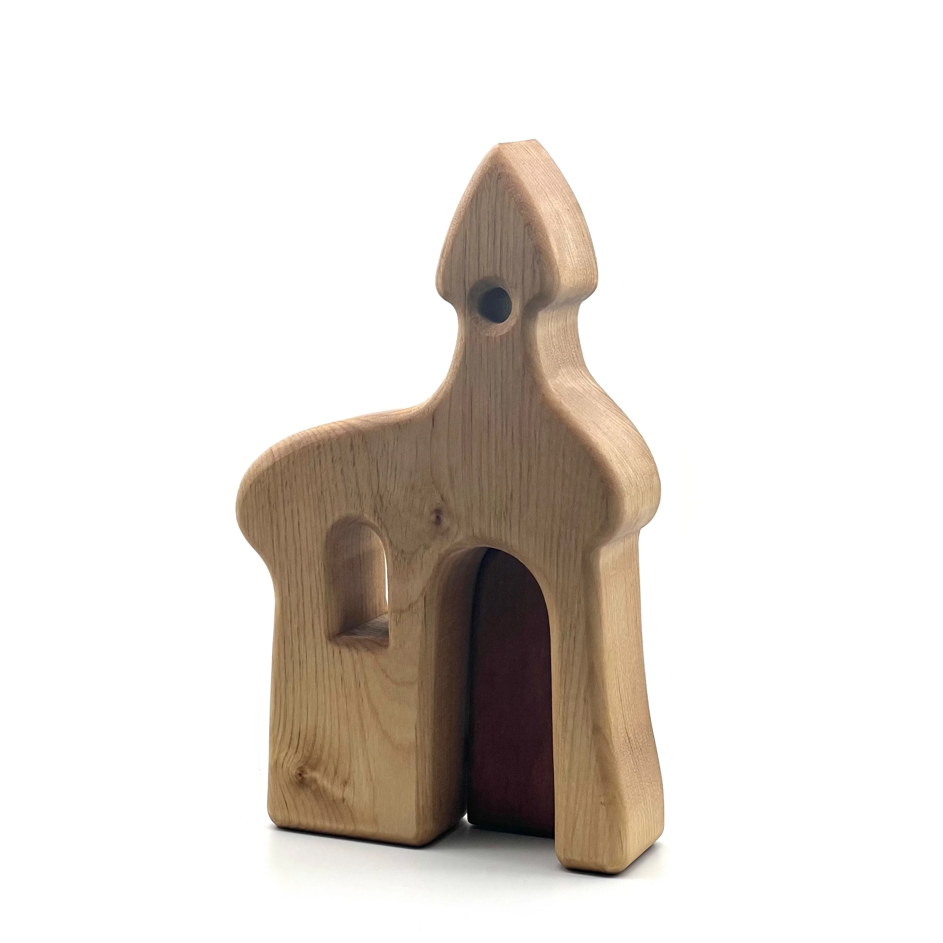 Handcrafted Open Ended Wooden Toy Castles - Chapel with Door - Image 3