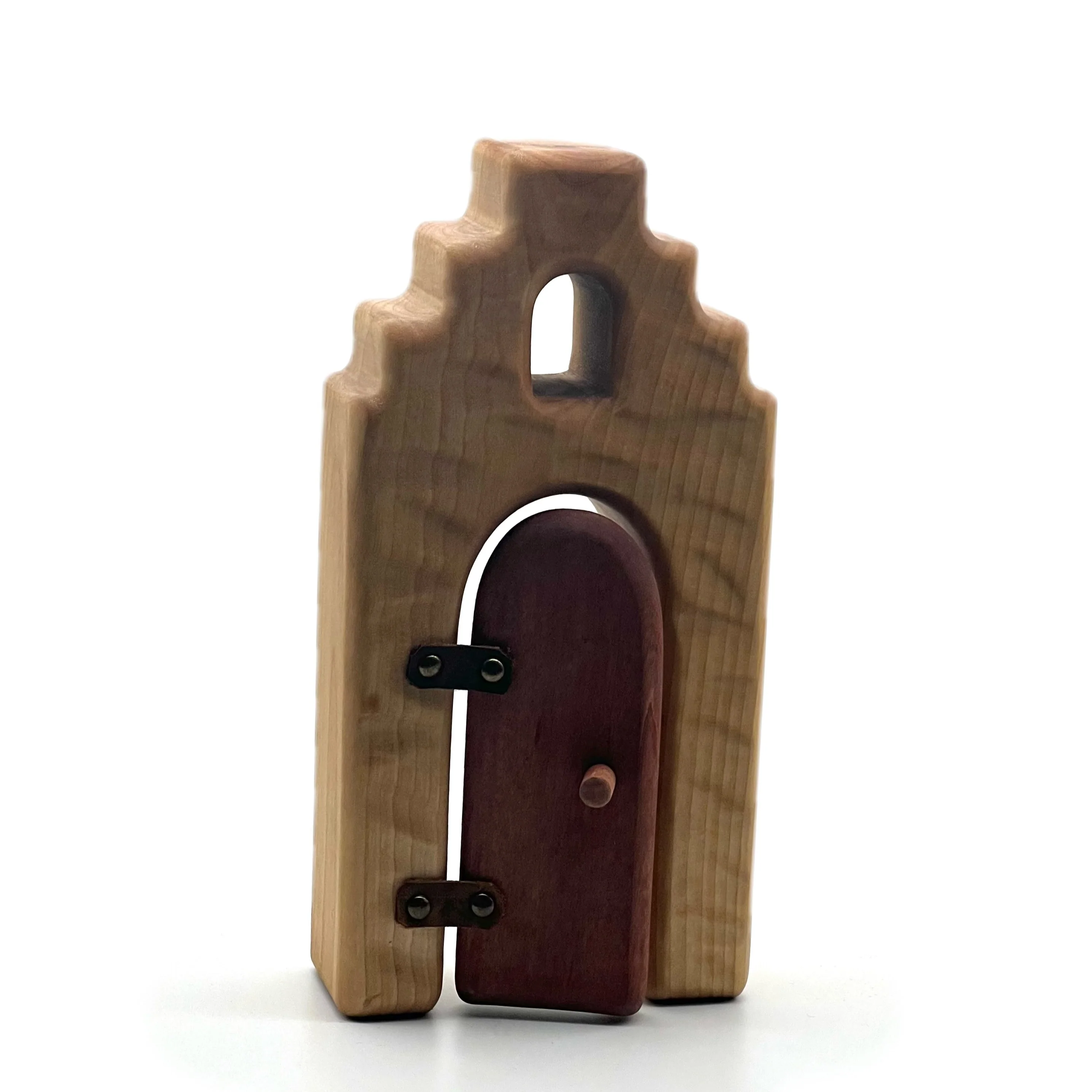 Handcrafted Open Ended Wooden Toy Castles - Cityhouse with Door