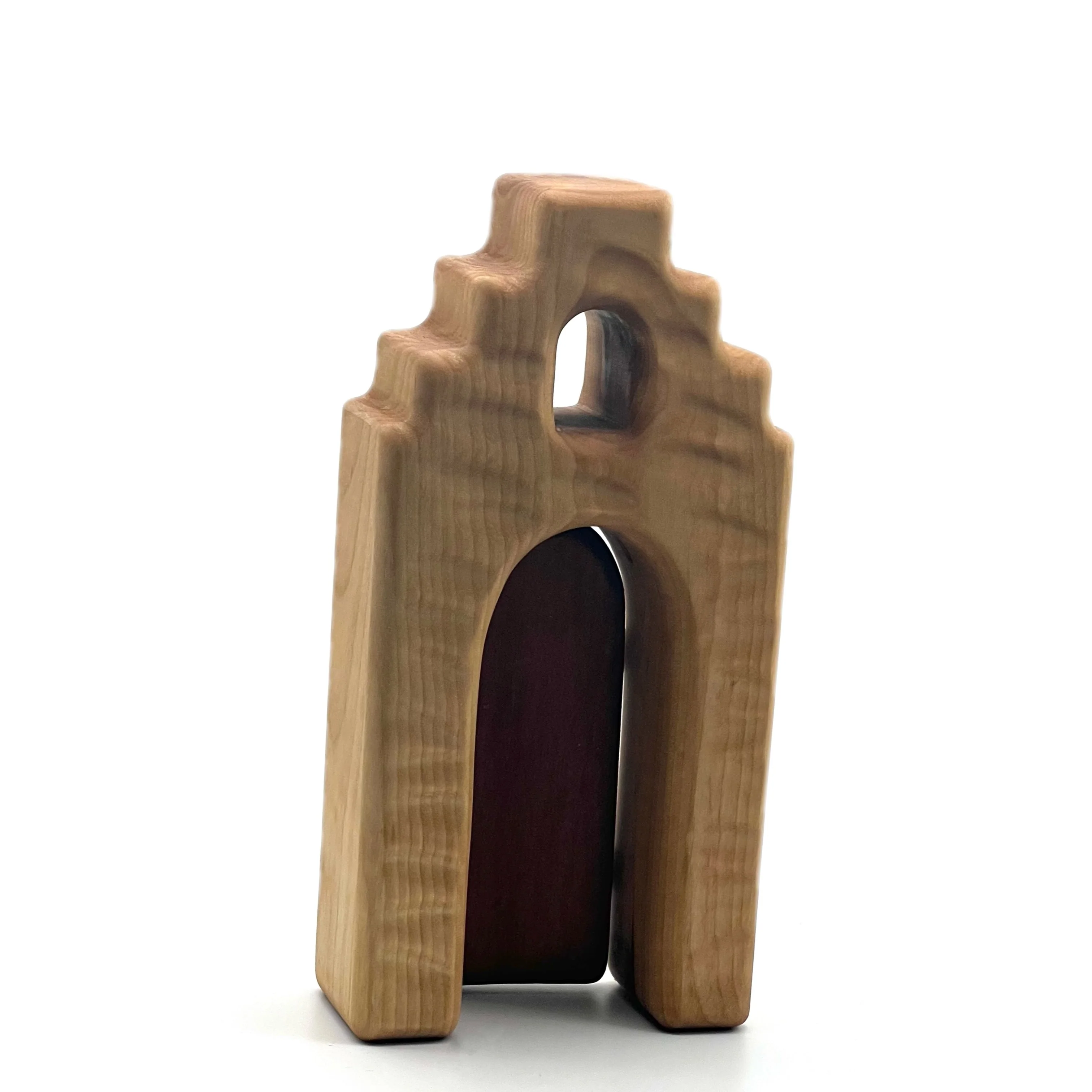 Handcrafted Open Ended Wooden Toy Castles - Cityhouse with Door - Image 3