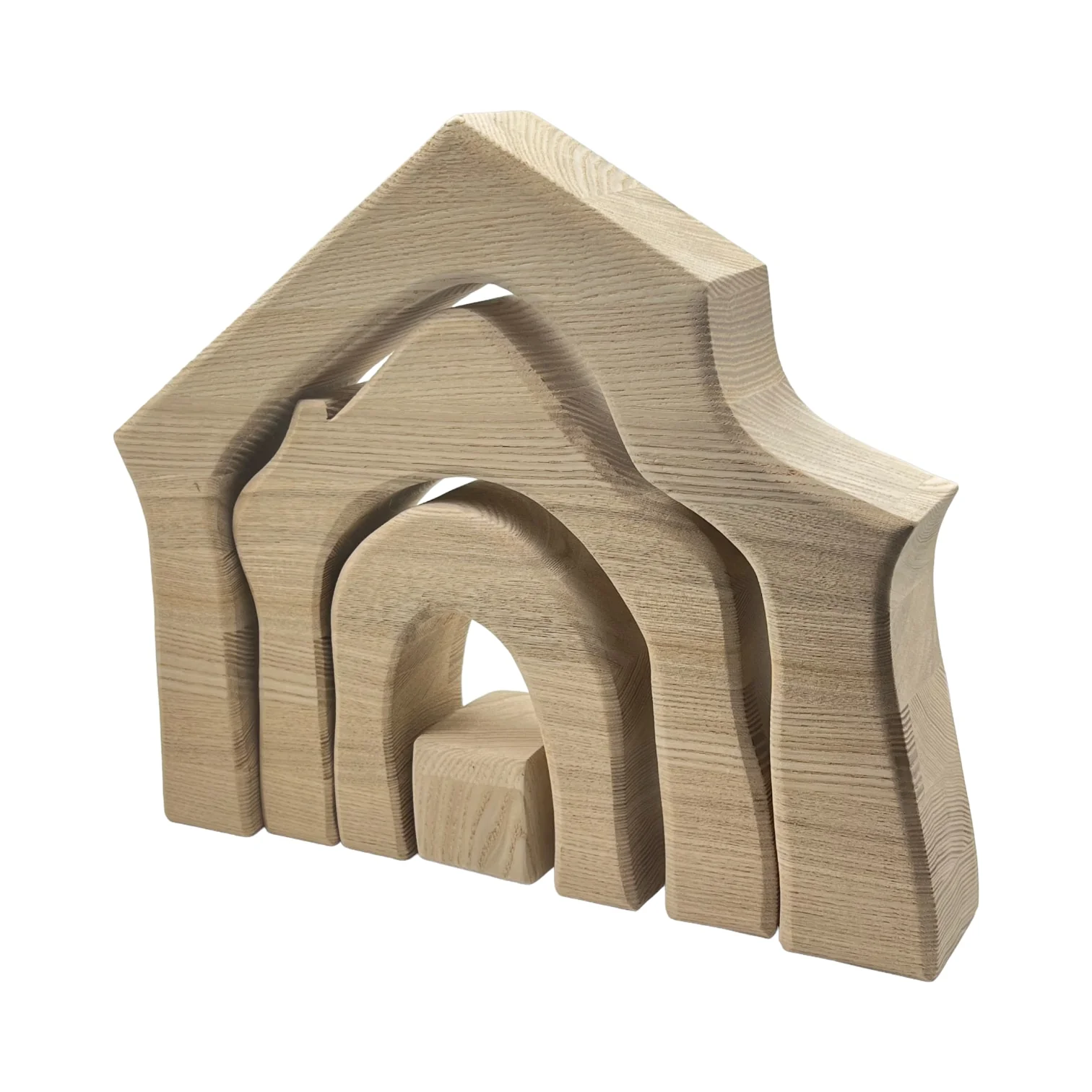 Handcrafted Open Ended Wooden Toy Castles - House 4 Parts - Image 3