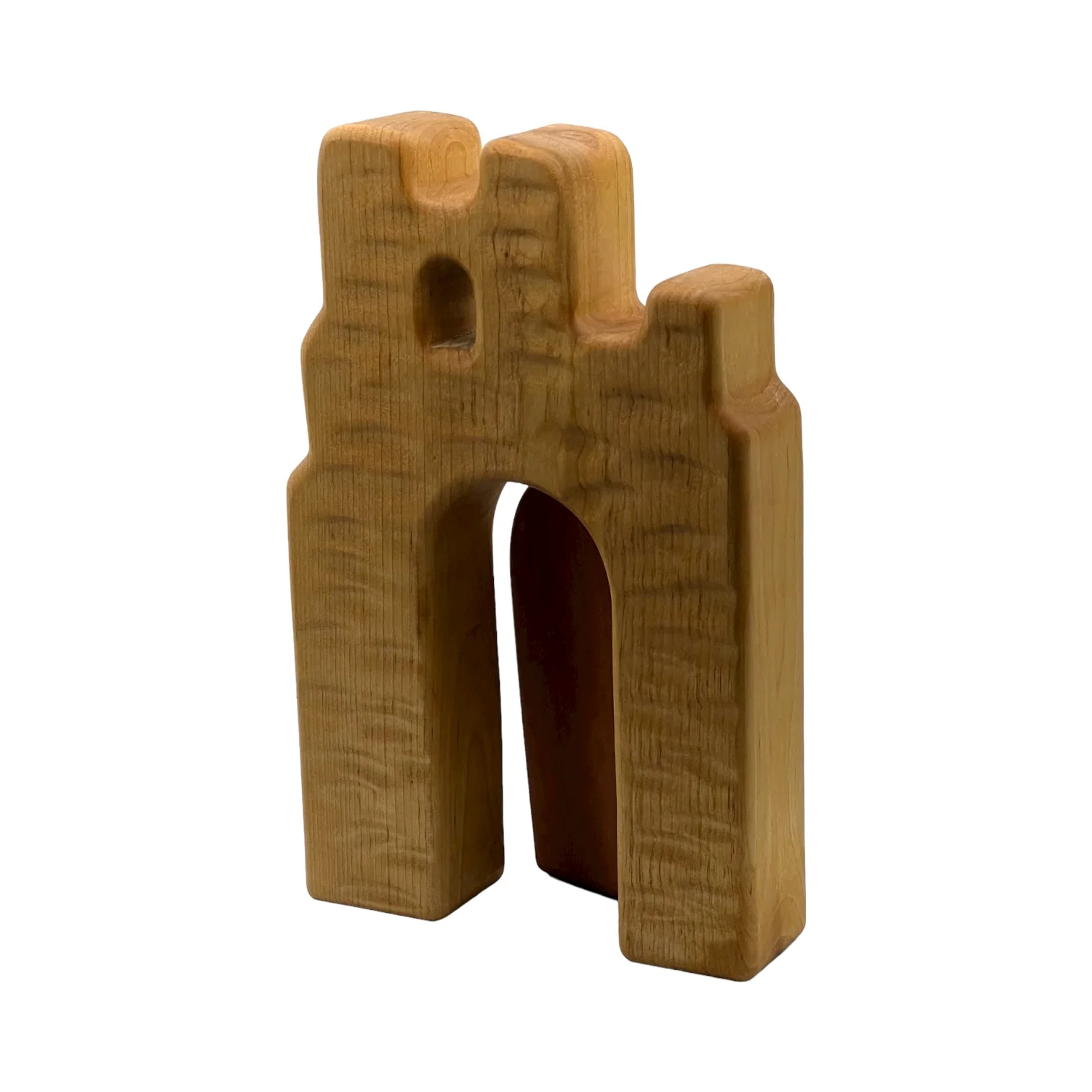 Handcrafted Open Ended Wooden Toy Castles - Tower with Door - Image 3