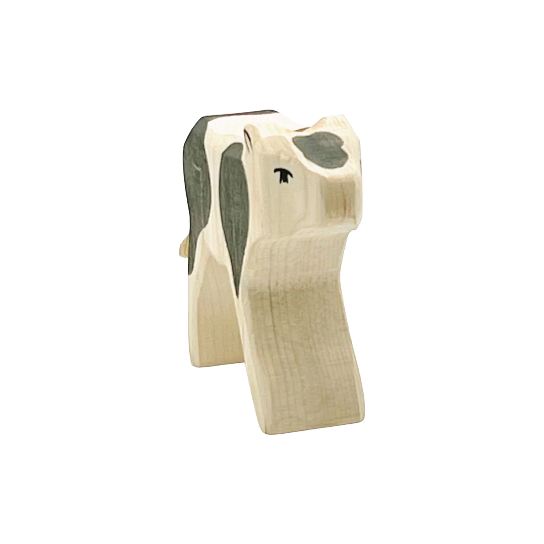 Handcrafted Open Ended Wooden Toy Farm Animal - Calf b&w drinking - Image 4