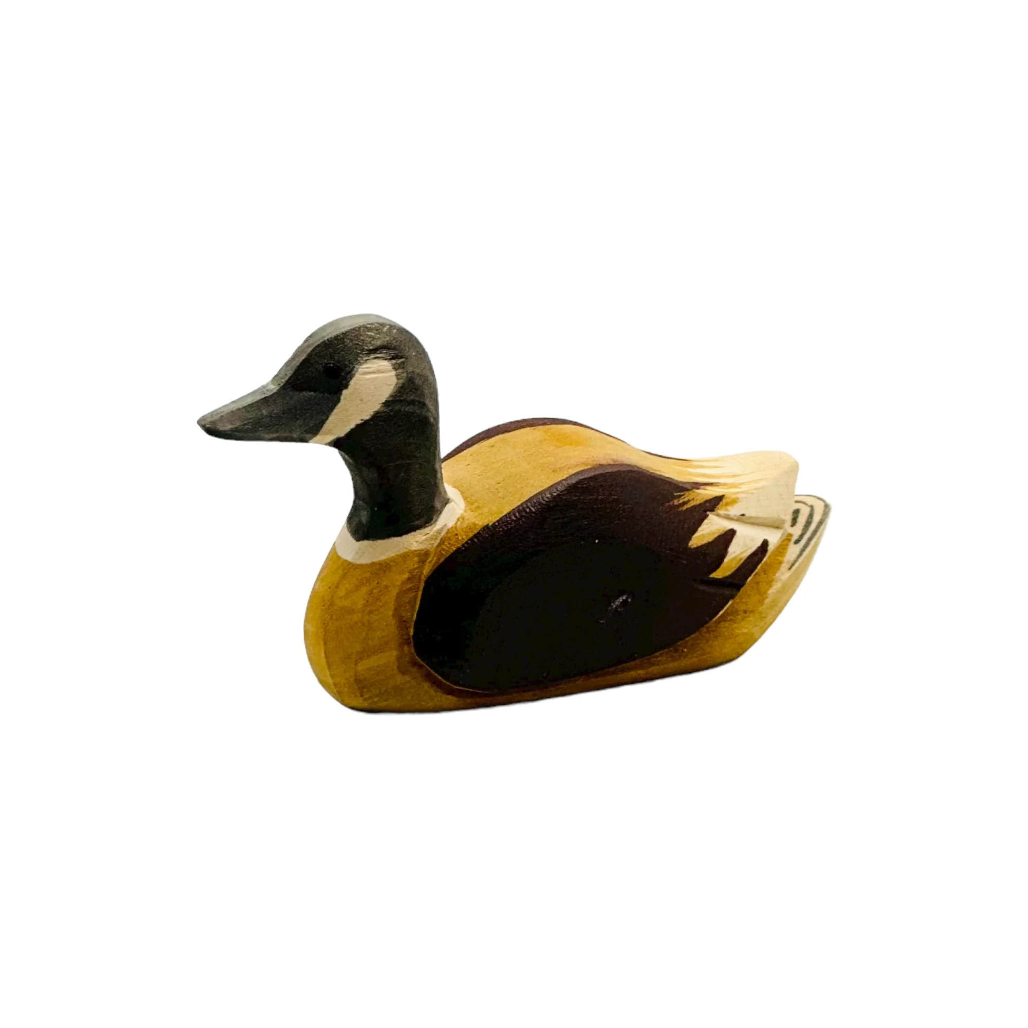 Handcrafted Open Ended Wooden Toy Farm Animal - Canada Goose swimming