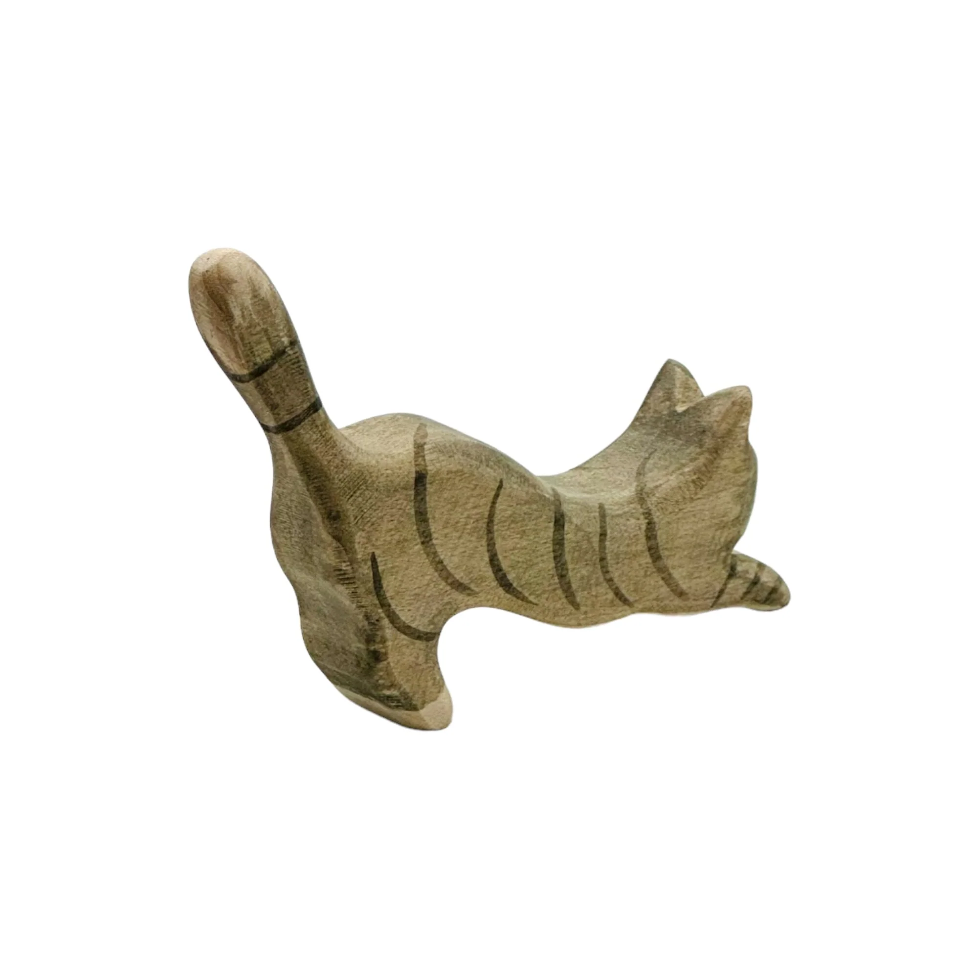 Handcrafted Open Ended Wooden Toy Farm Animal - Cat jumping - Image 3