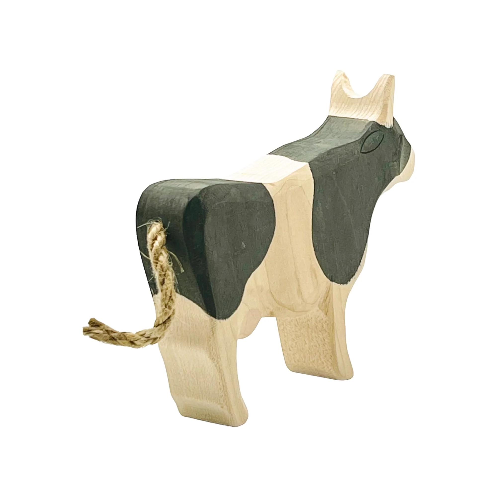 Handcrafted Open Ended Wooden Toy Farm Animal - Cow b&w standing - Image 4