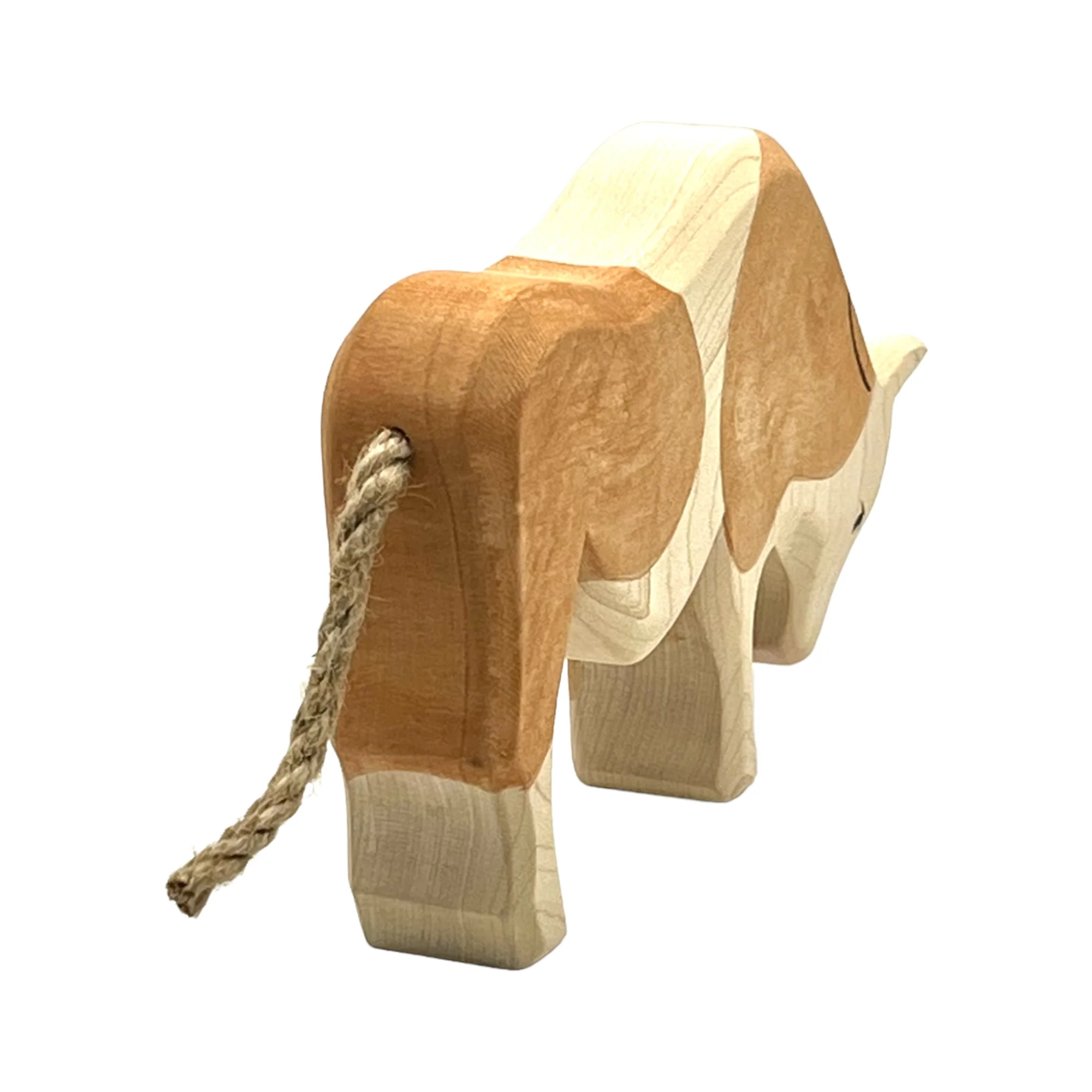Handcrafted Open Ended Wooden Toy Farm Animal - Cow brown eating Large - Image 4