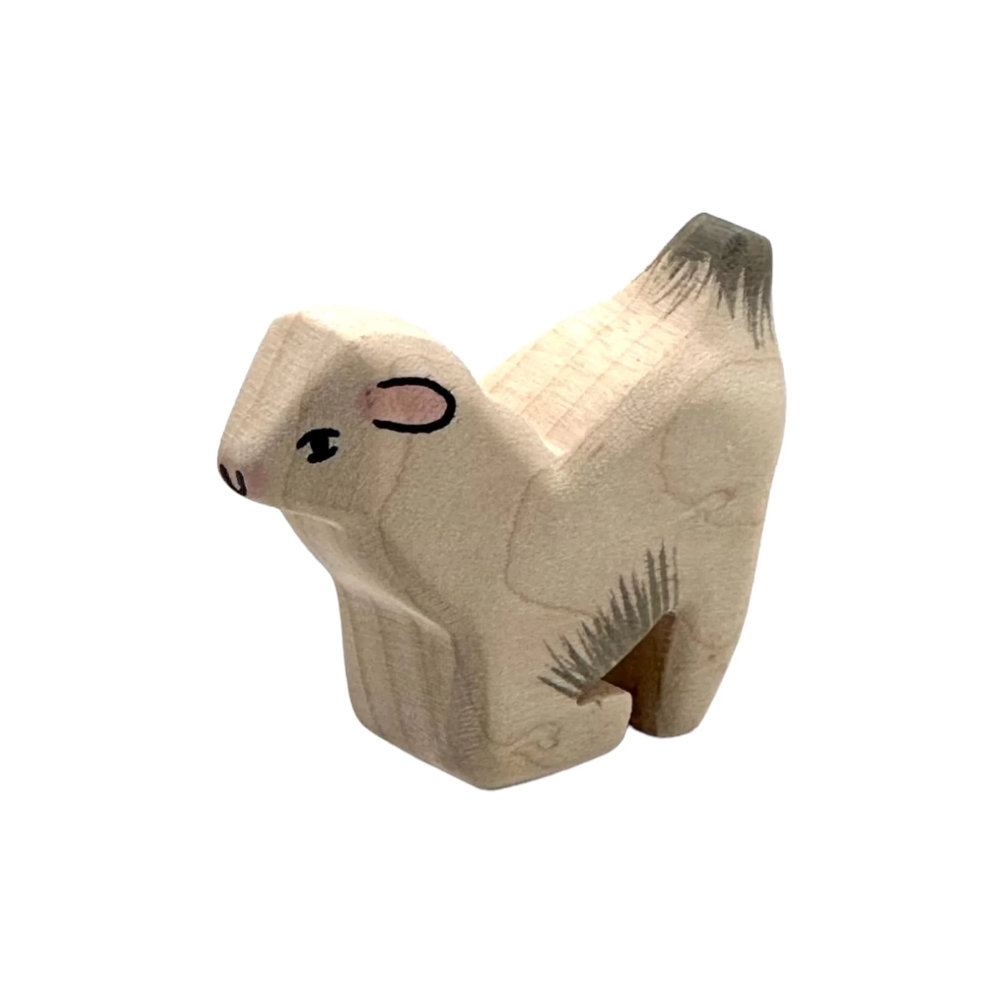 Handcrafted Open Ended Wooden Toy Farm Animal - Goat Kneeling (Miniature)