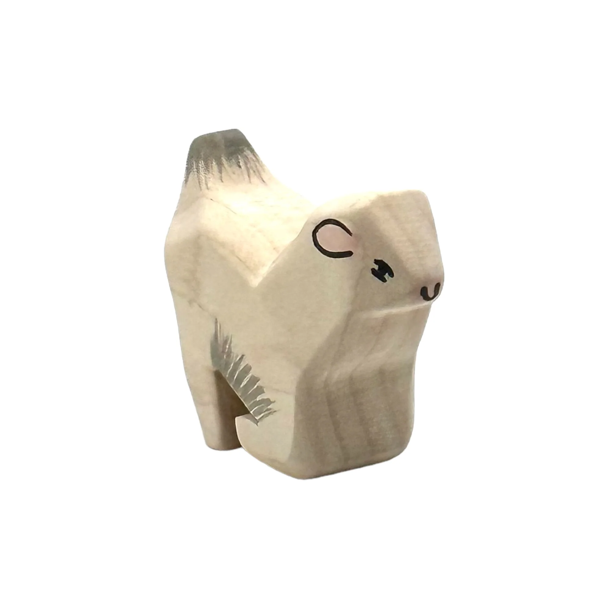 Handcrafted Open Ended Wooden Toy Farm Animal - Goat Kneeling (Miniature) - Image 4