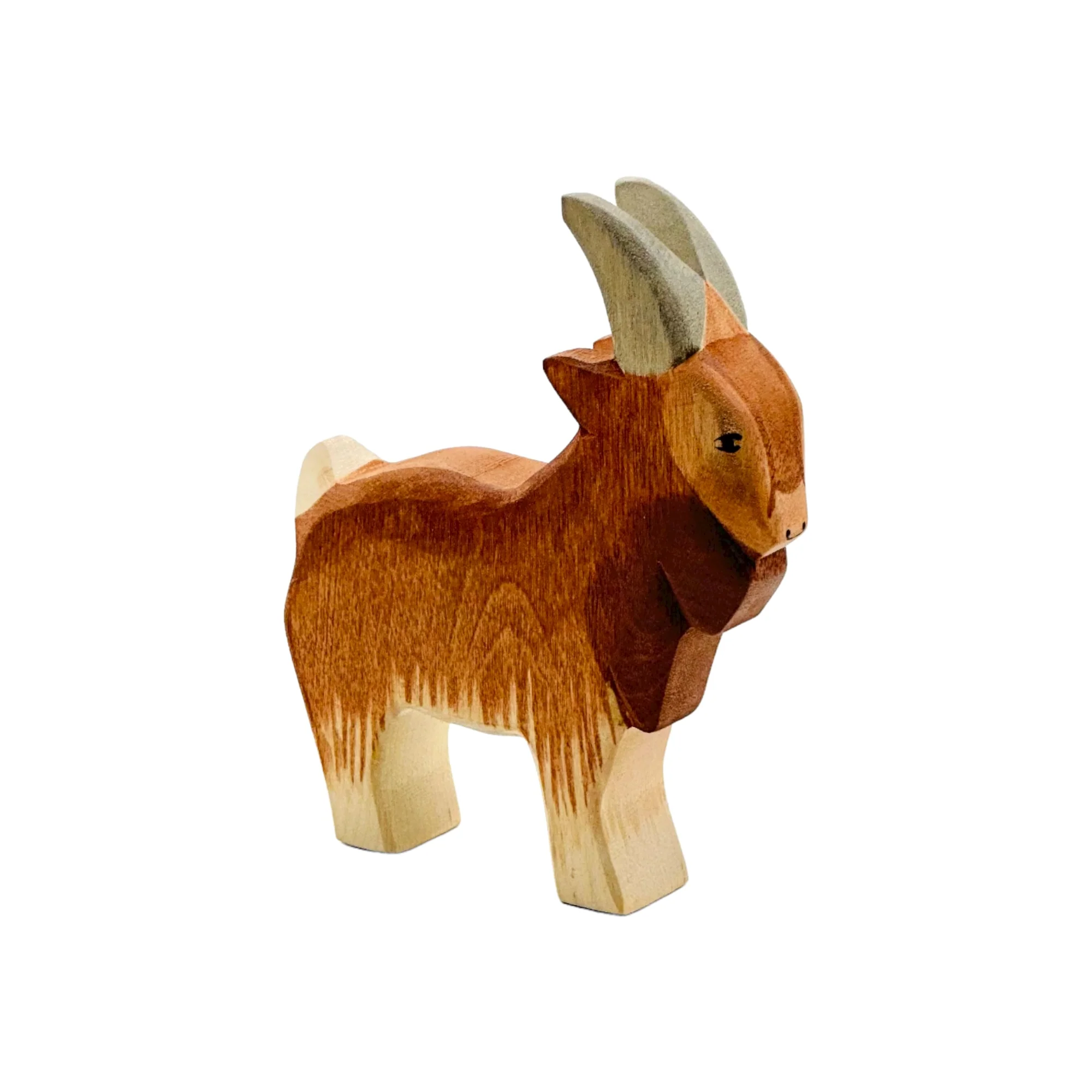 Handcrafted Open Ended Wooden Toy Farm Animal - Goat male - Image 2