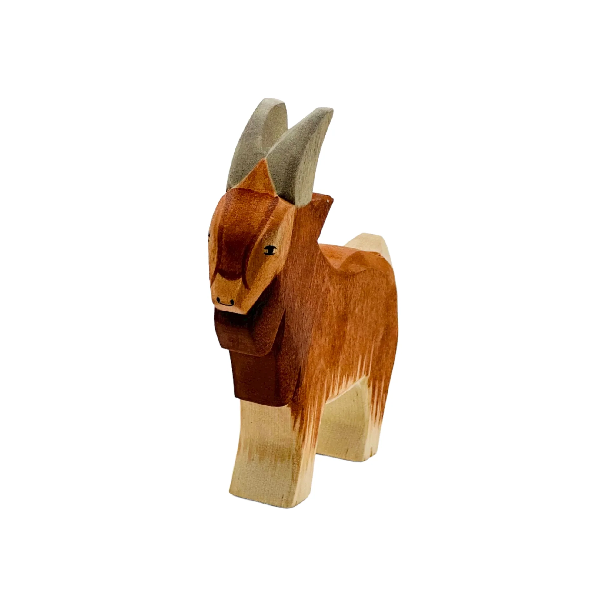 Handcrafted Open Ended Wooden Toy Farm Animal - Goat male - Image 3