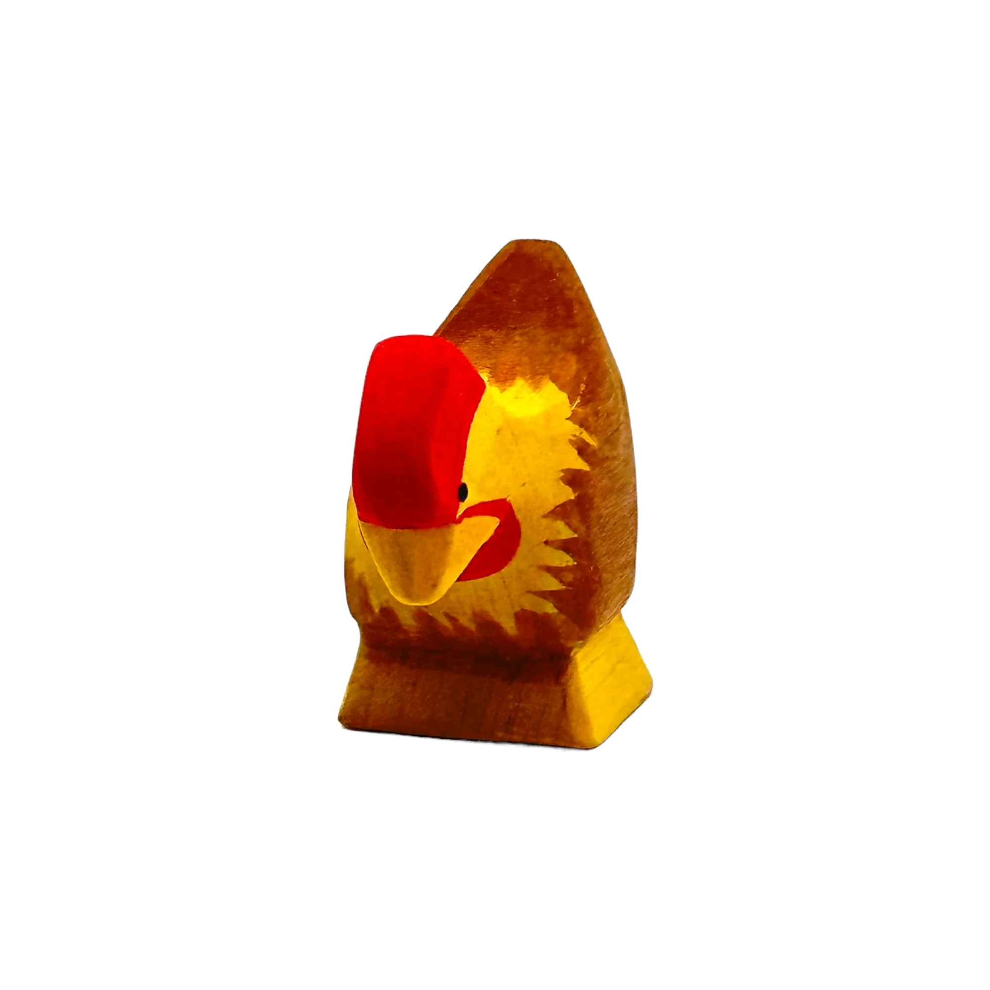 Handcrafted Open Ended Wooden Toy Farm Animal - Hen brown picking - Image 3