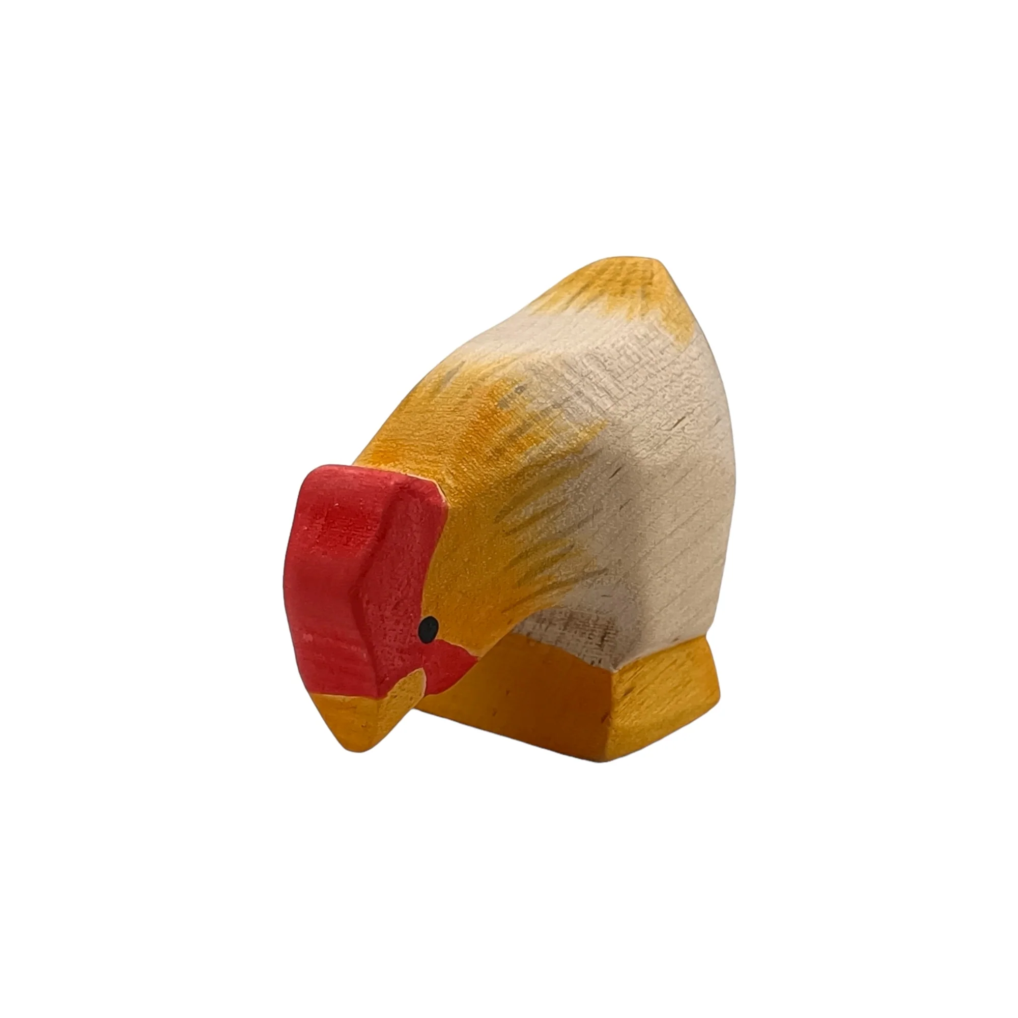 Handcrafted Open Ended Wooden Toy Farm Animal - Hen ochre standing - Image 2