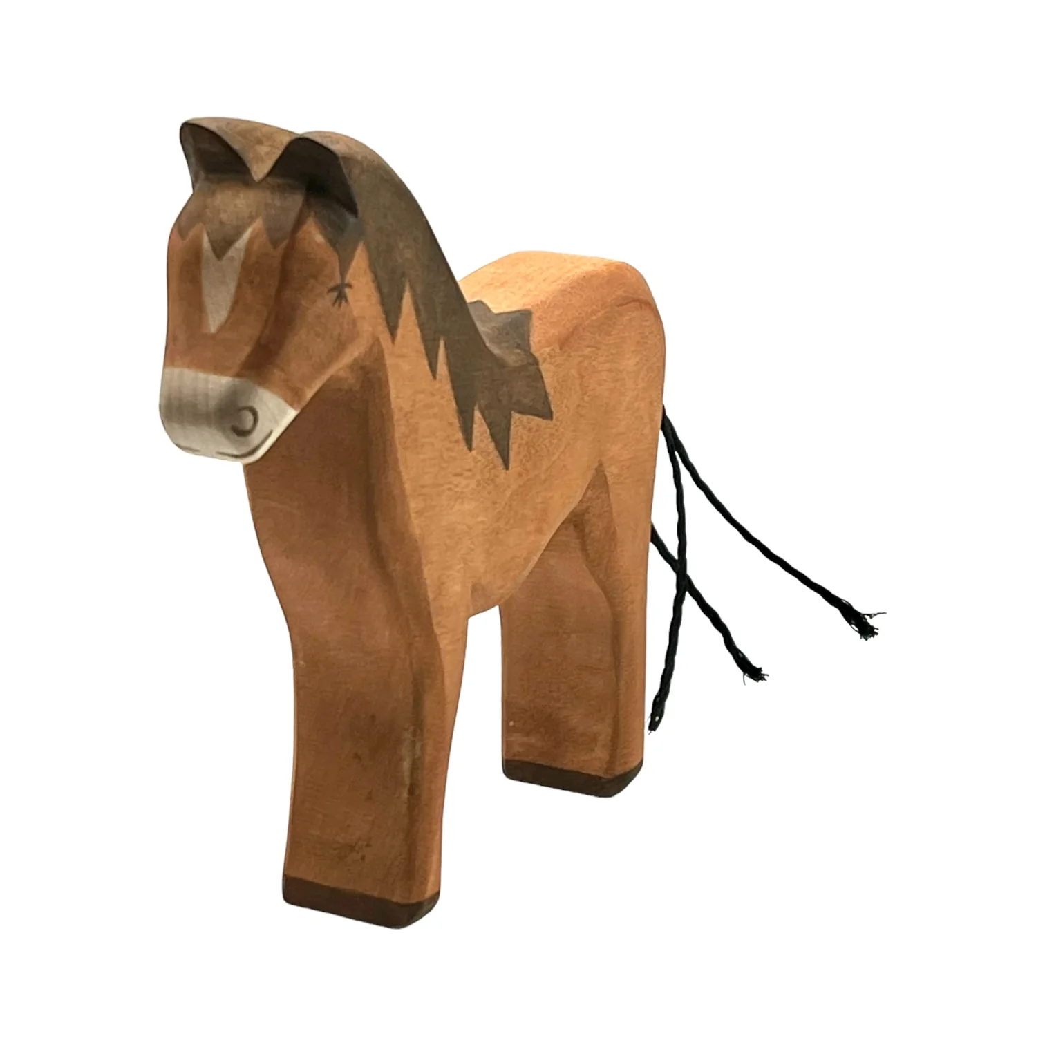 Handcrafted Open Ended Wooden Toy Farm Animal - Horse brown - Image 3