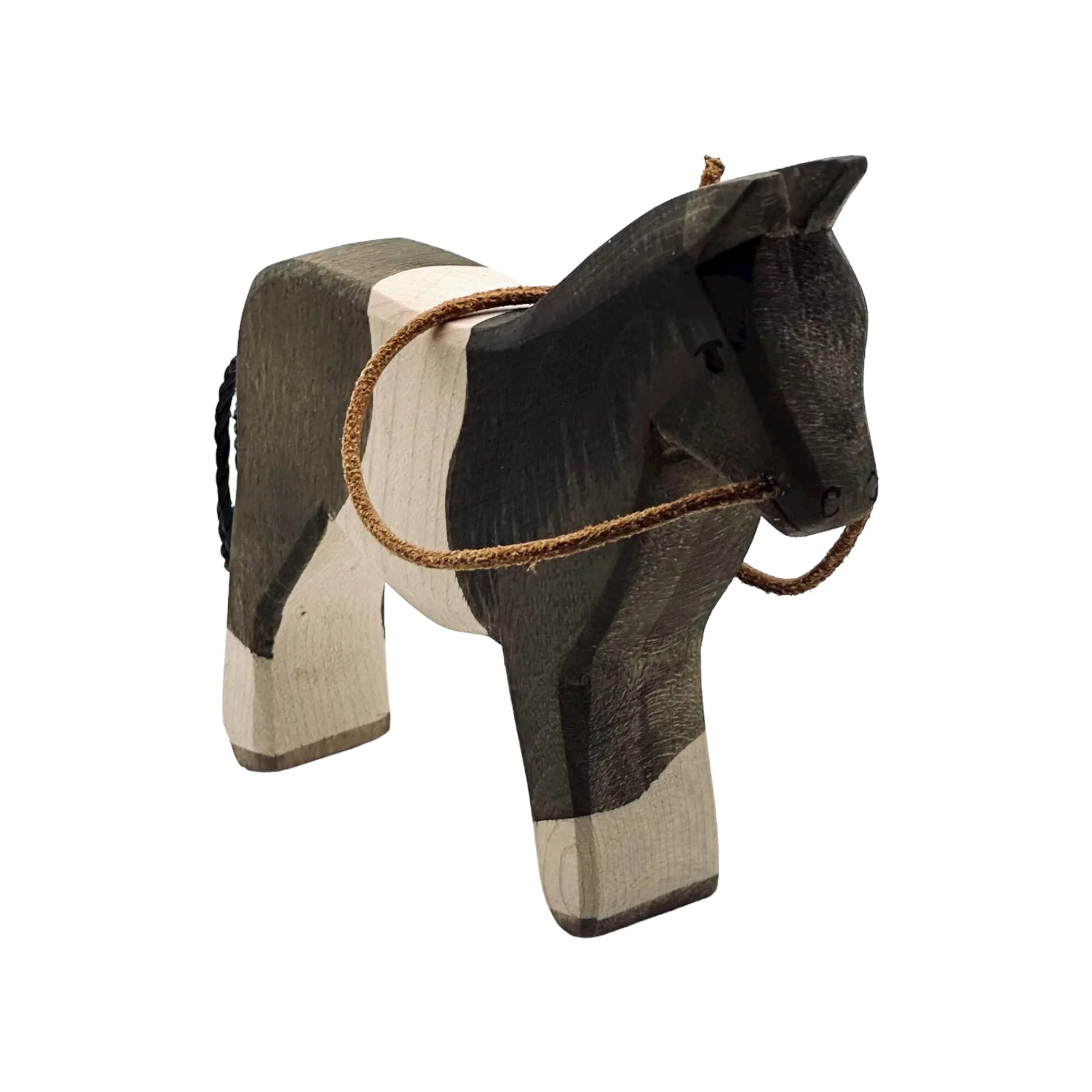 Handcrafted Open Ended Wooden Toy Farm Animal - Horse Dark Brown - Image 3