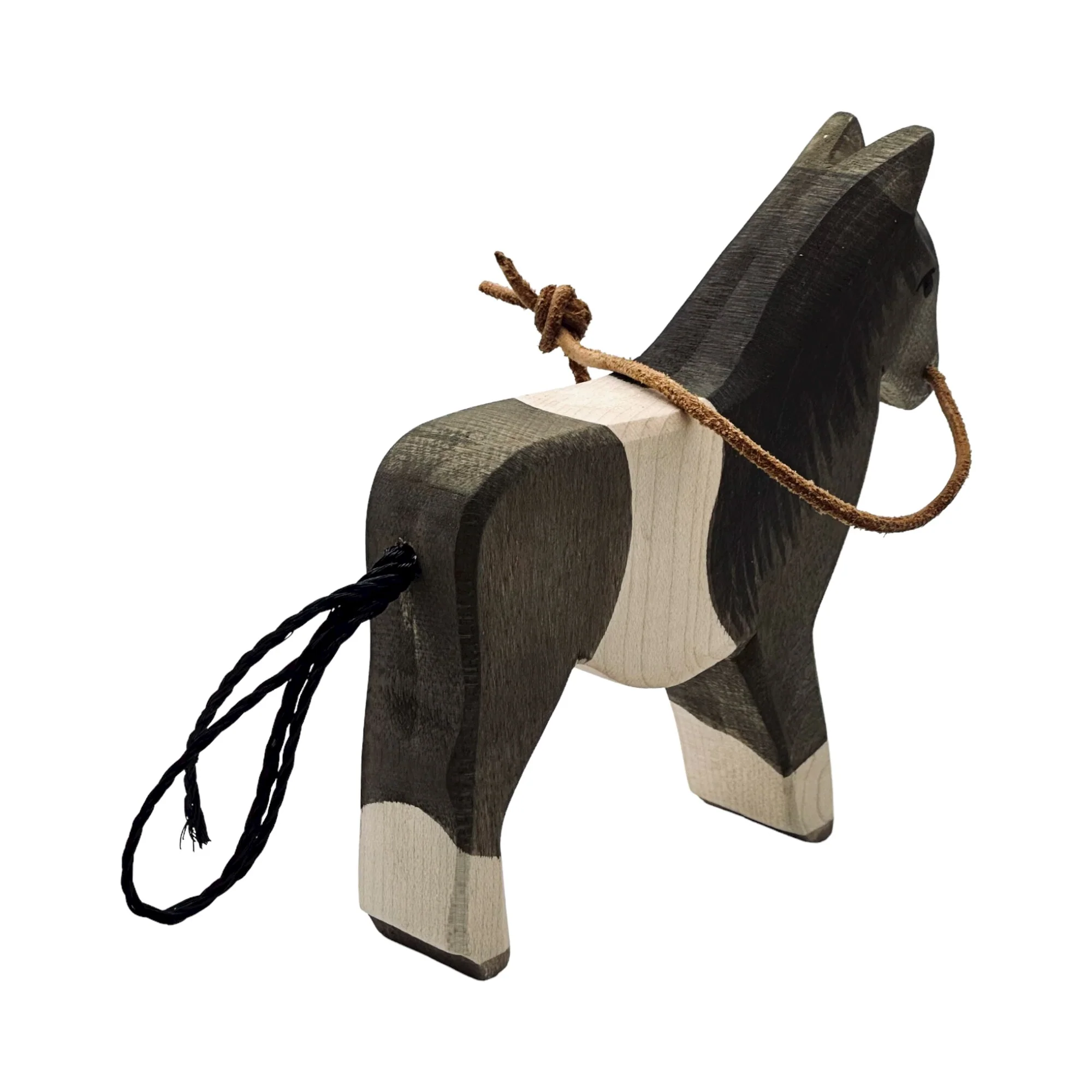 Handcrafted Open Ended Wooden Toy Farm Animal - Horse Dark Brown - Image 4