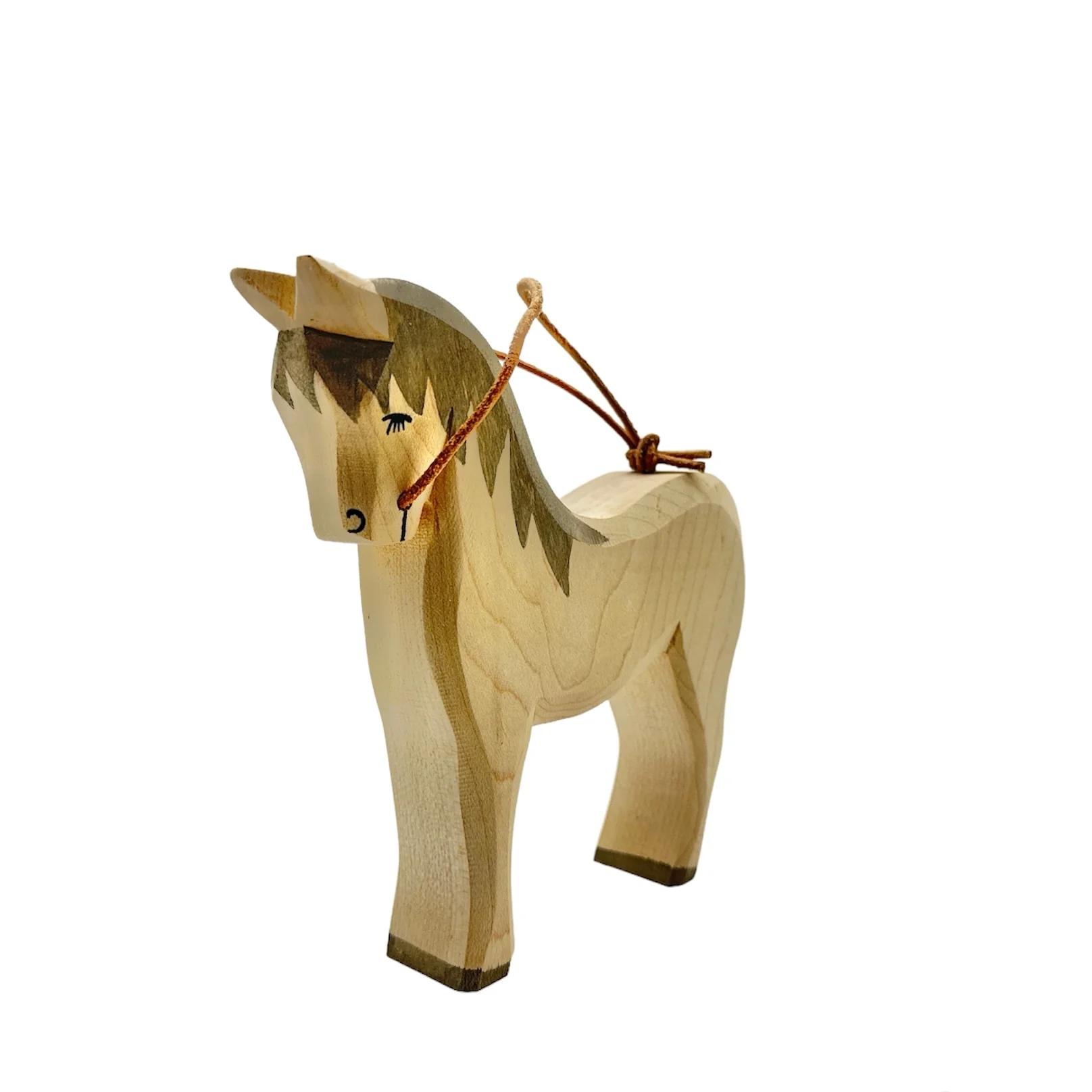 Handcrafted Open Ended Wooden Toy Farm Animal - Horse white - Image 2
