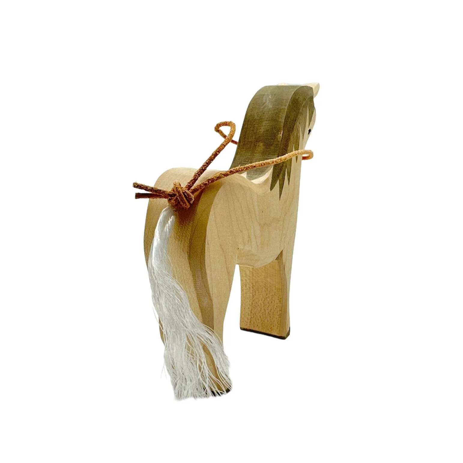 Handcrafted Open Ended Wooden Toy Farm Animal - Horse white - Image 3