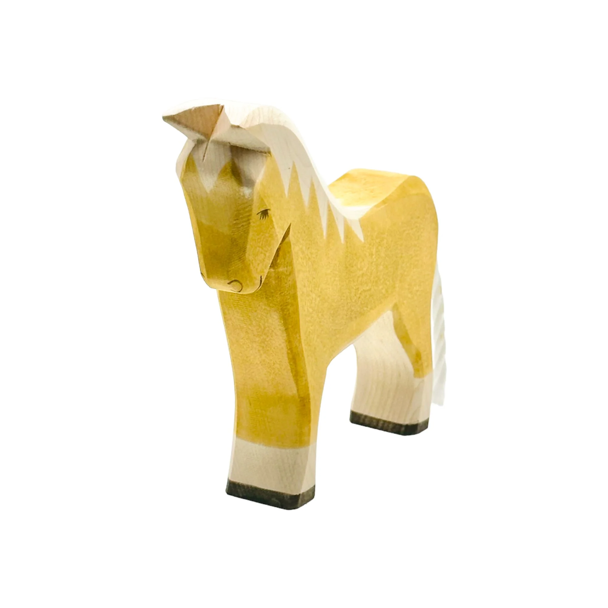 Handcrafted Open Ended Wooden Toy Farm Animal - Horse Yellow - Image 3