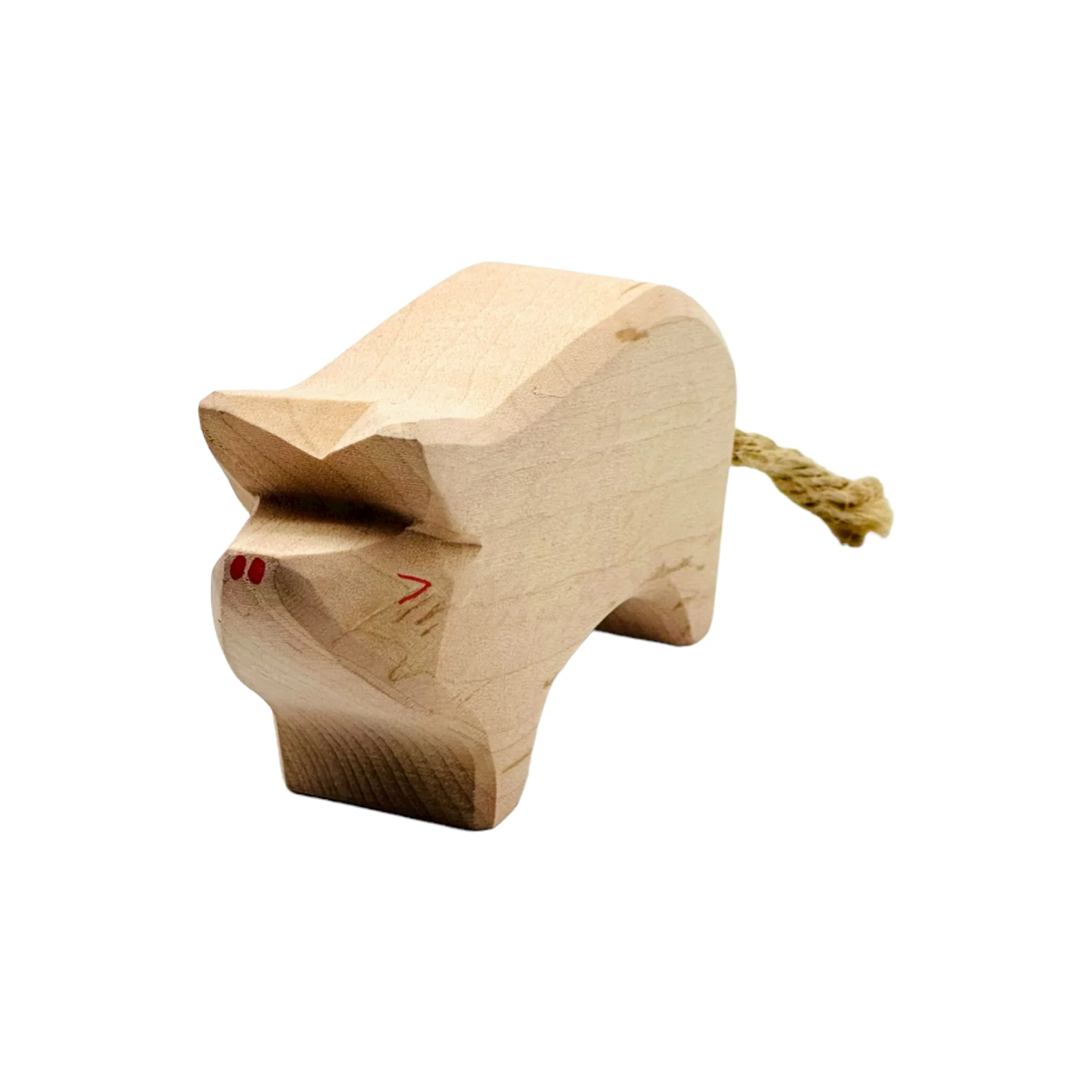 Handcrafted Open Ended Wooden Toy Farm Animal - Pig head high - Image 3
