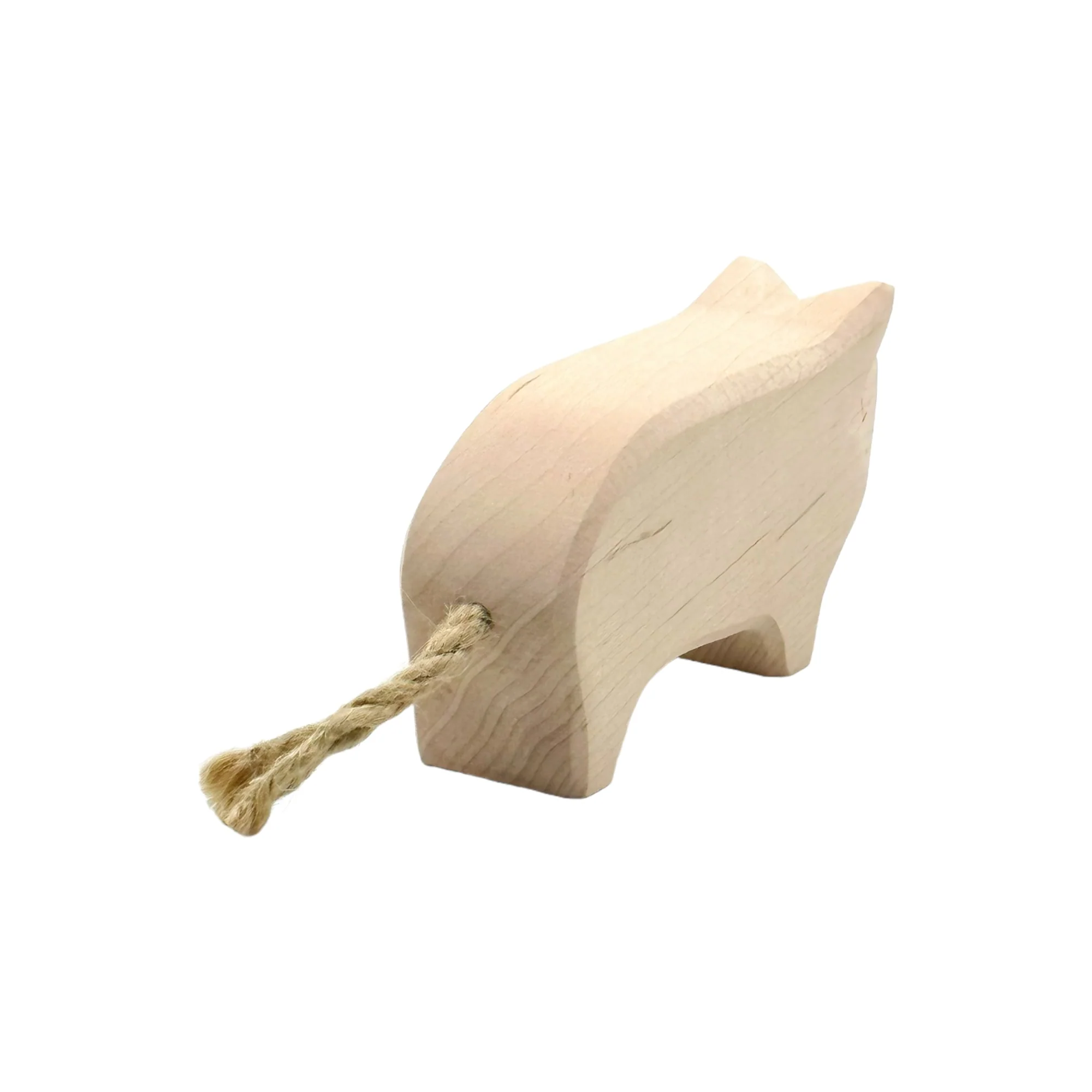 Handcrafted Open Ended Wooden Toy Farm Animal - Pig head high - Image 4