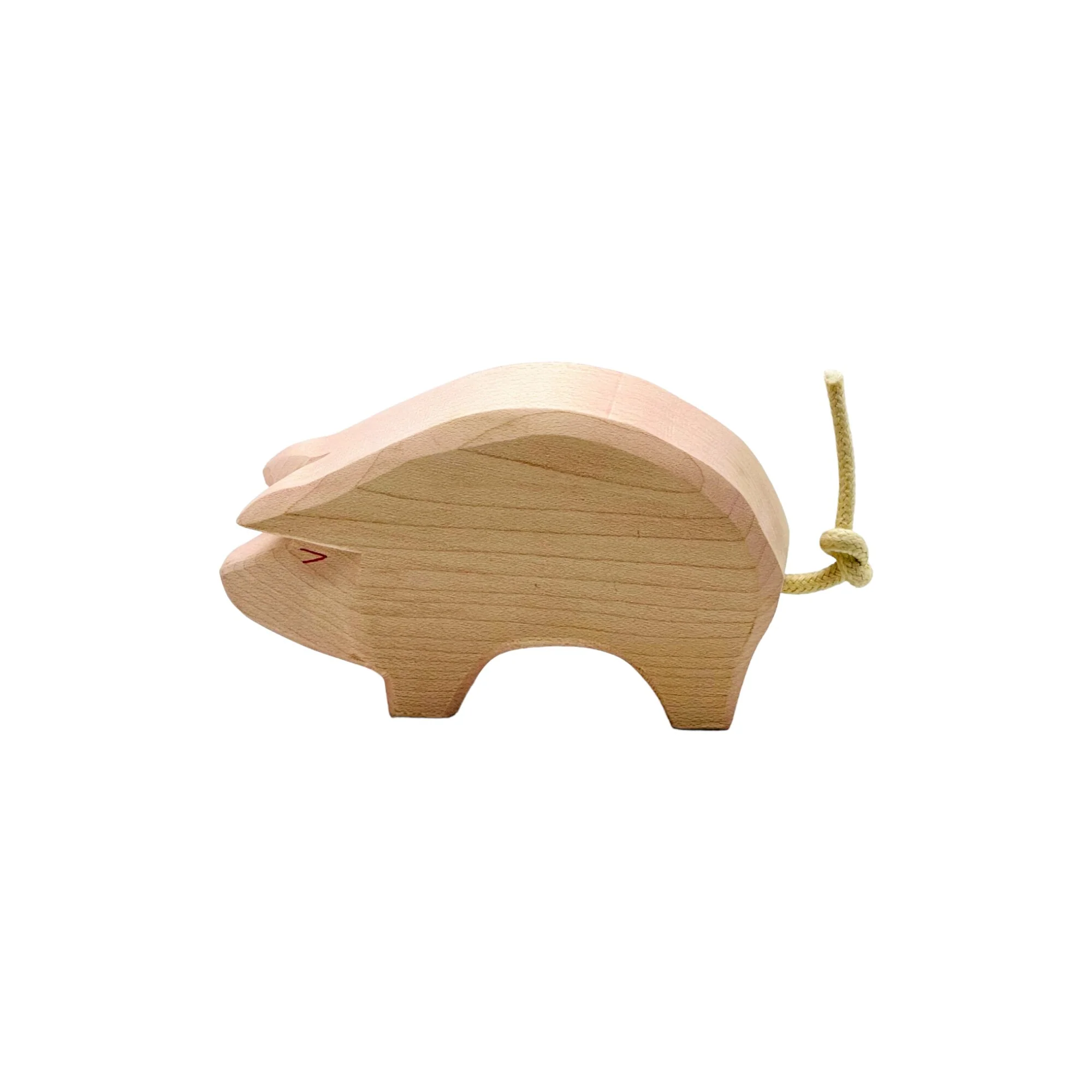 Handcrafted Open Ended Wooden Toy Farm Animal - Pig head low - Image 3