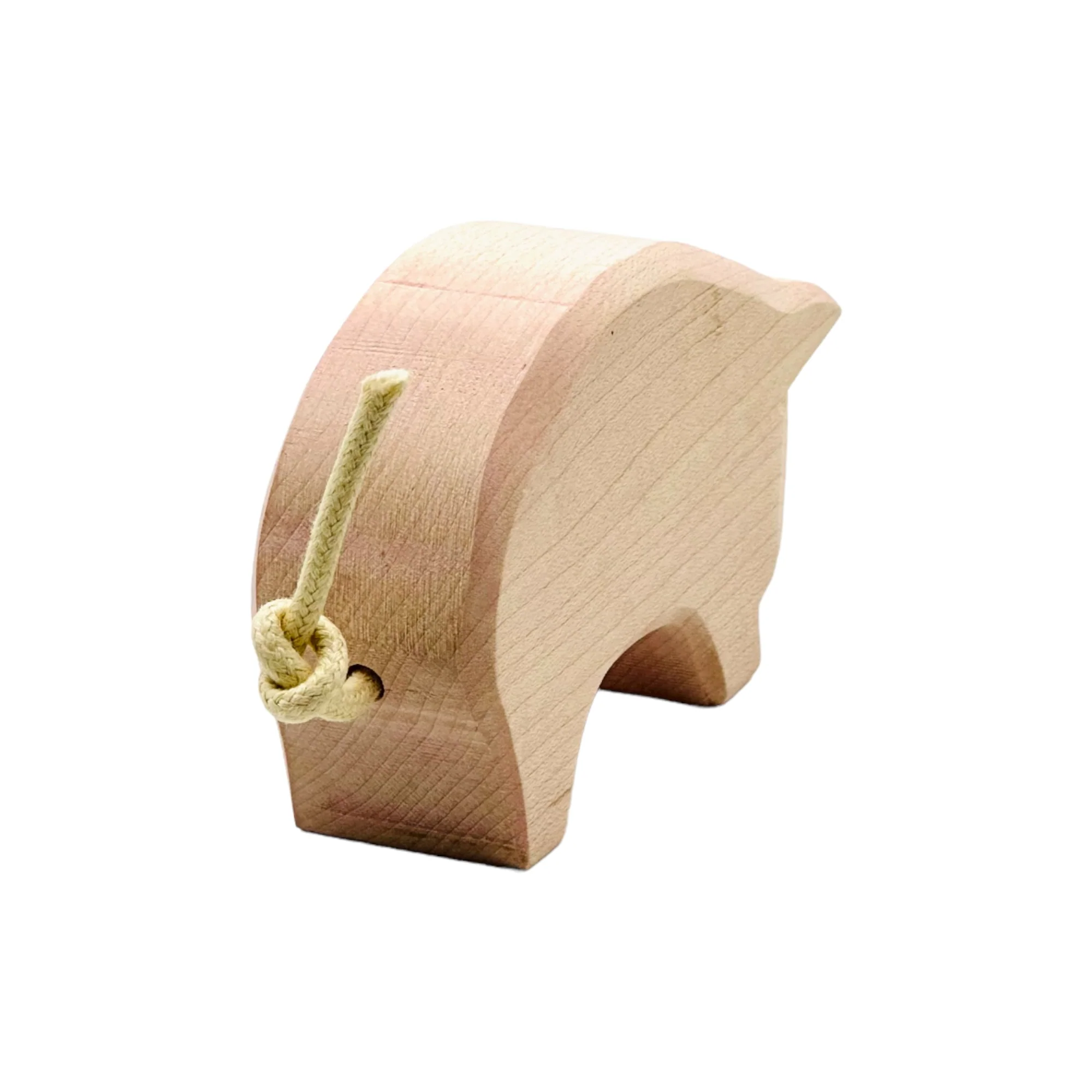 Handcrafted Open Ended Wooden Toy Farm Animal - Pig head low - Image 4