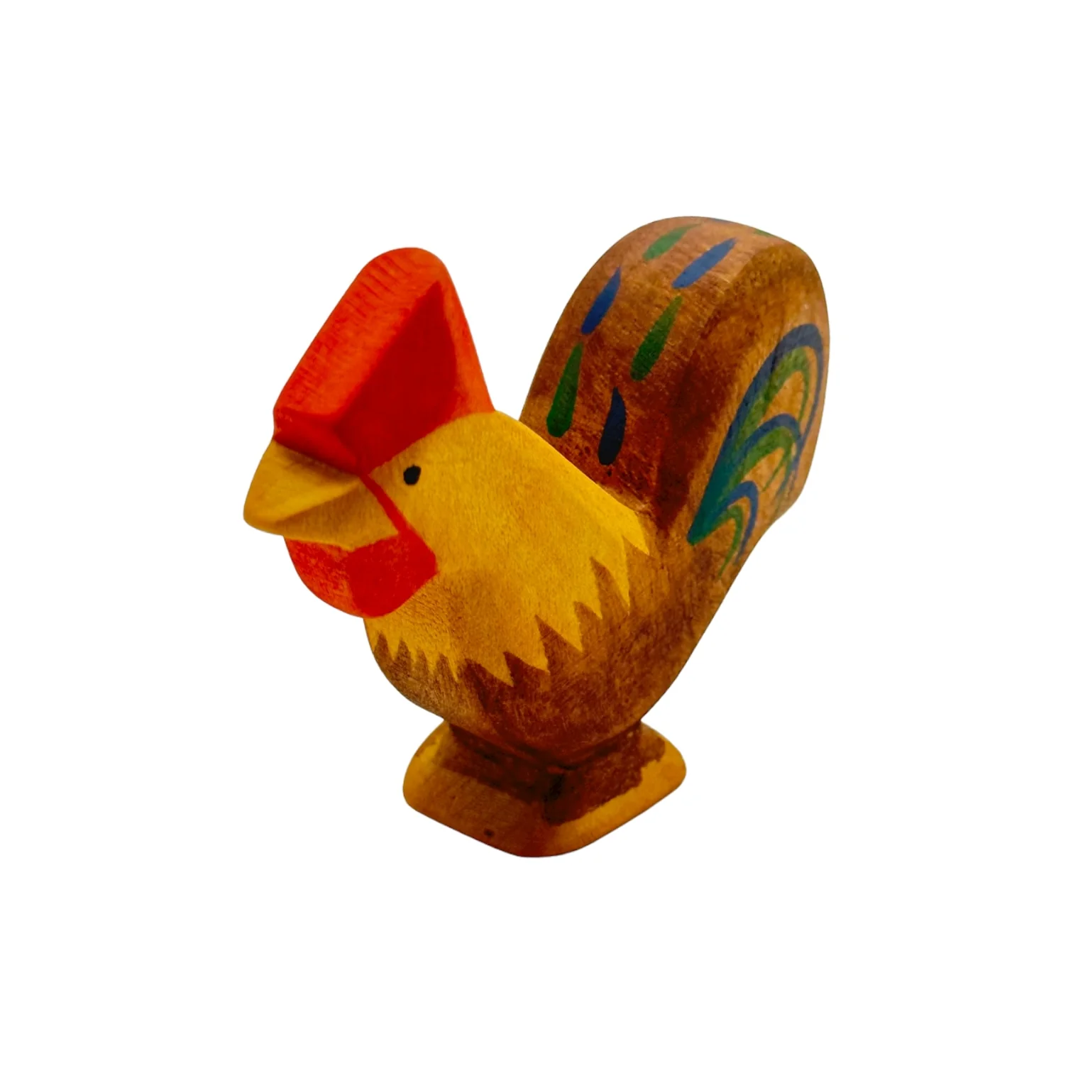 Handcrafted Open Ended Wooden Toy Farm Animal - Rooster Brown - Image 2