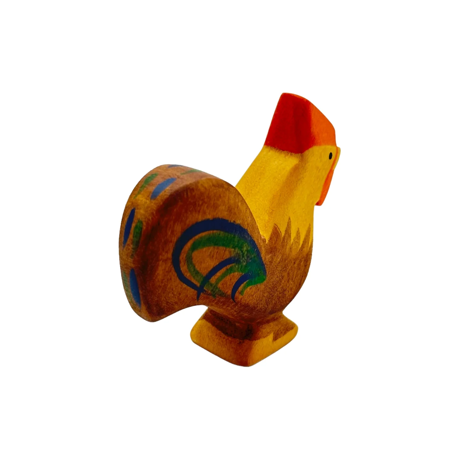 Handcrafted Open Ended Wooden Toy Farm Animal - Rooster Brown - Image 3