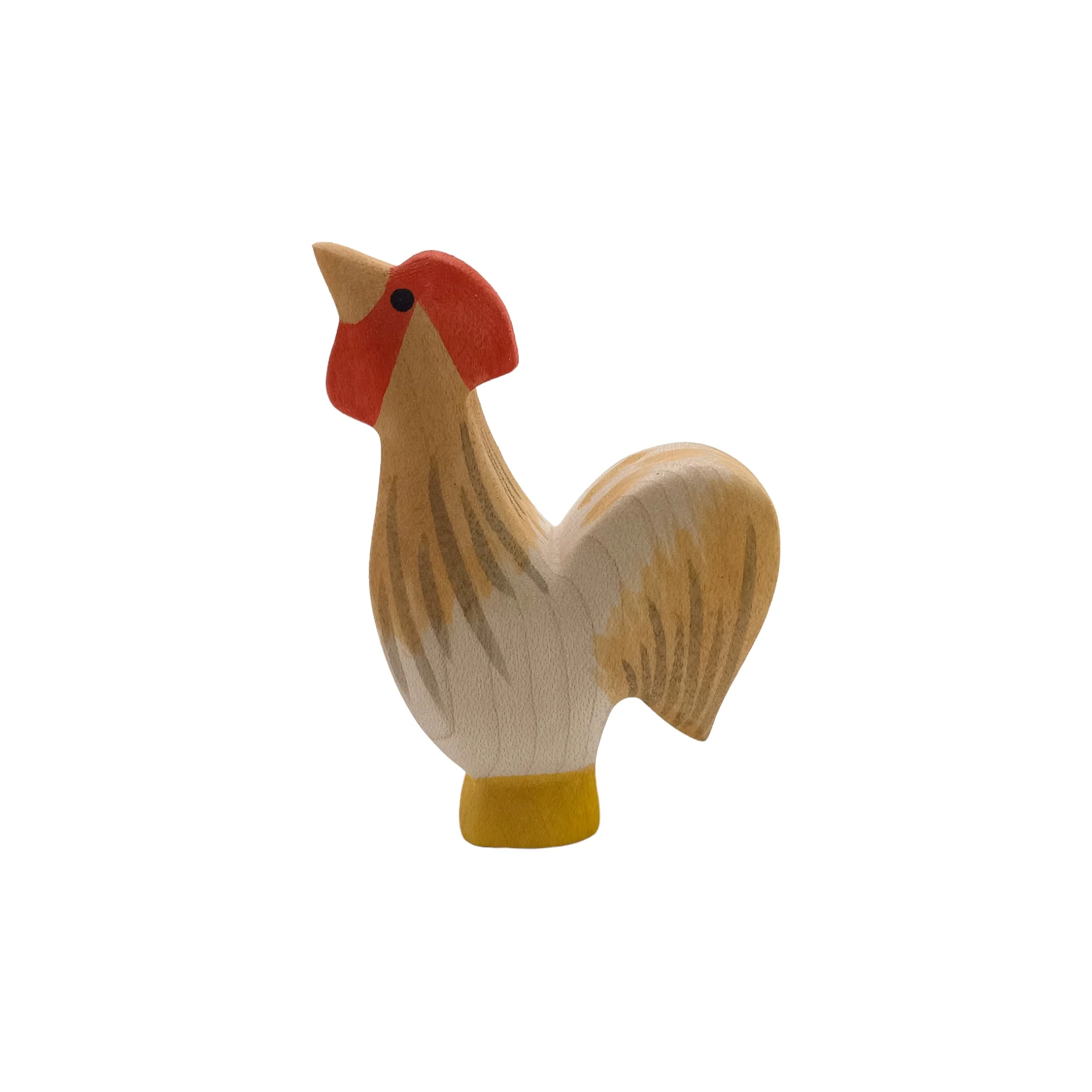 Handcrafted Open Ended Wooden Toy Farm Animal - Rooster ochre