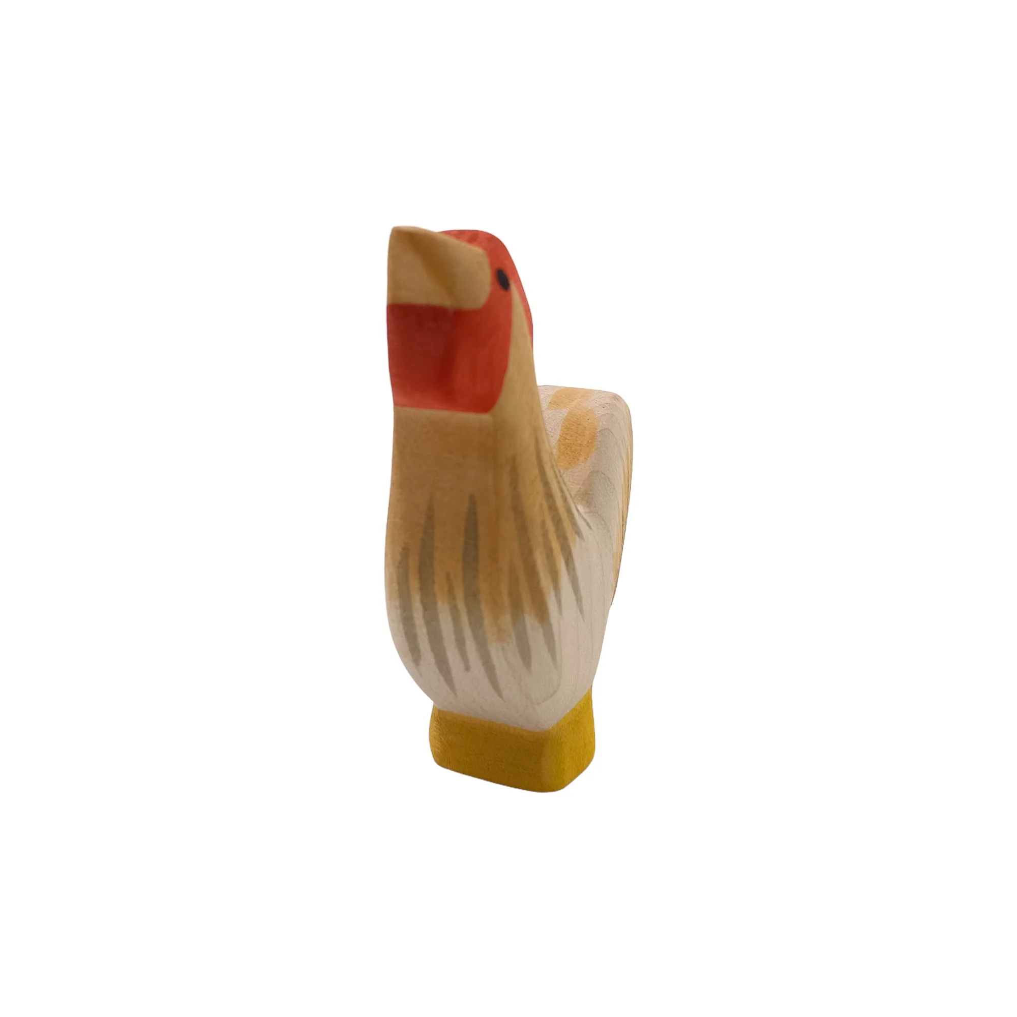 Handcrafted Open Ended Wooden Toy Farm Animal - Rooster ochre - Image 2