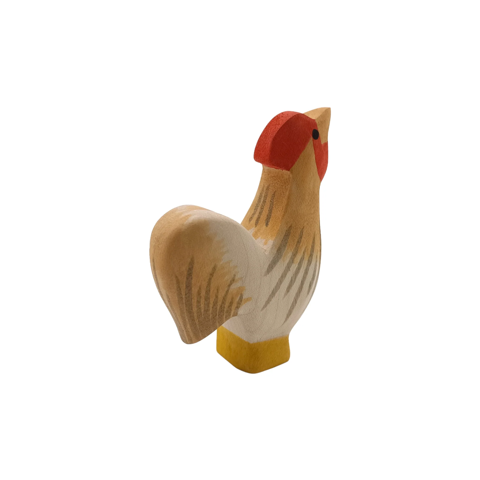 Handcrafted Open Ended Wooden Toy Farm Animal - Rooster ochre - Image 3