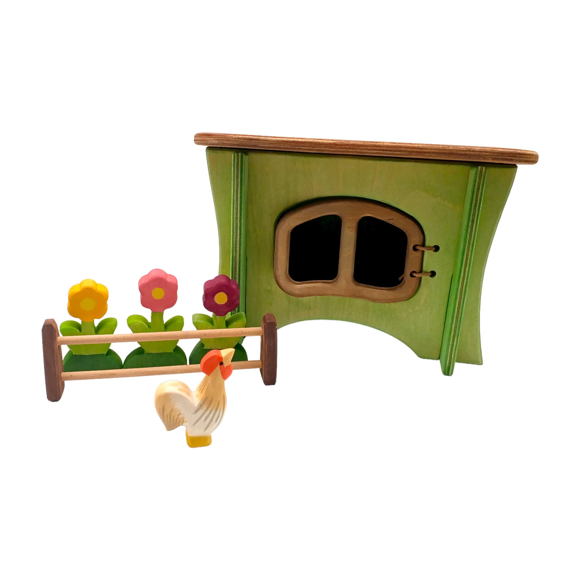 Handcrafted Open Ended Wooden Toy Farm Animal - Rooster ochre - Image 4