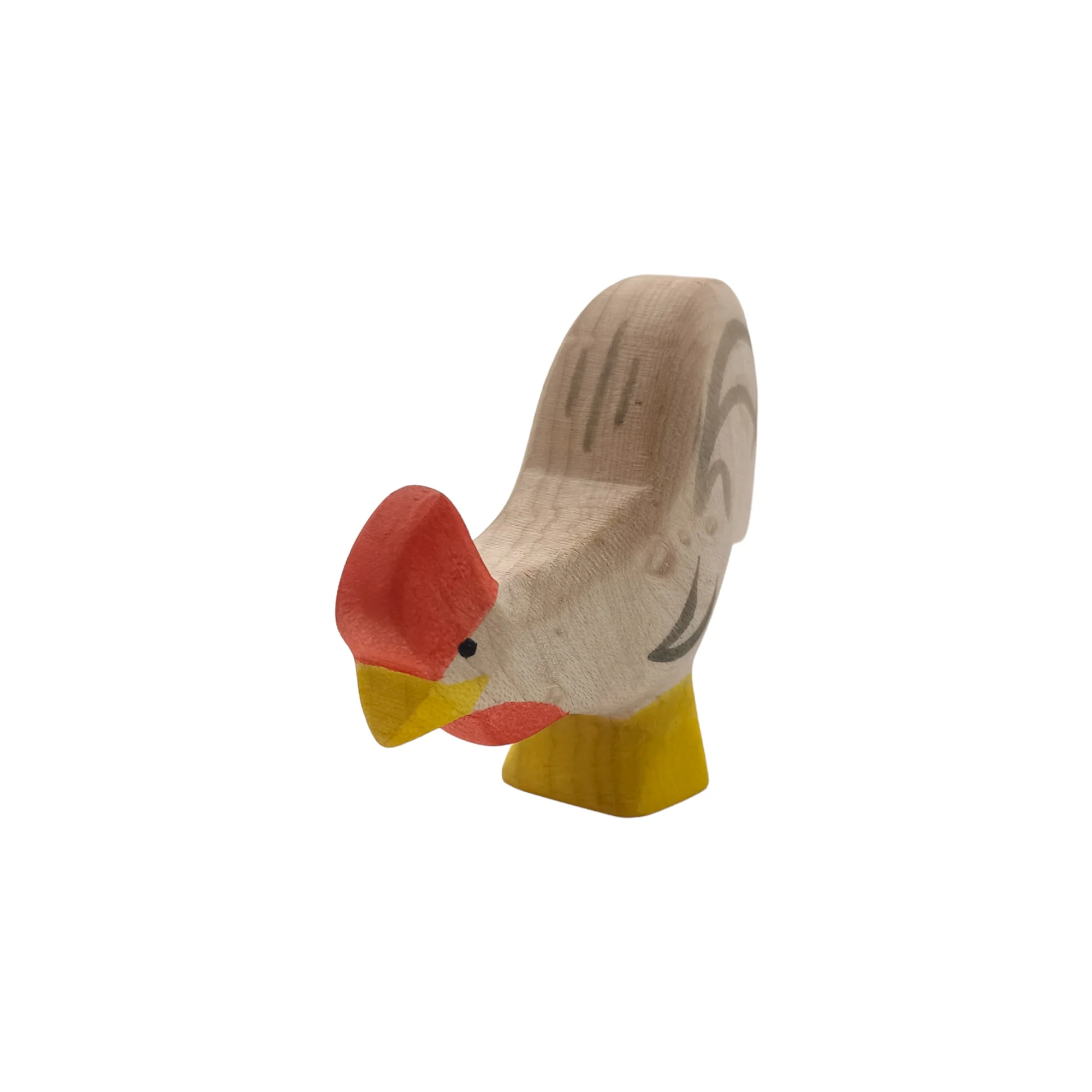 Handcrafted Open Ended Wooden Toy Farm Animal - Rooster White - Image 2