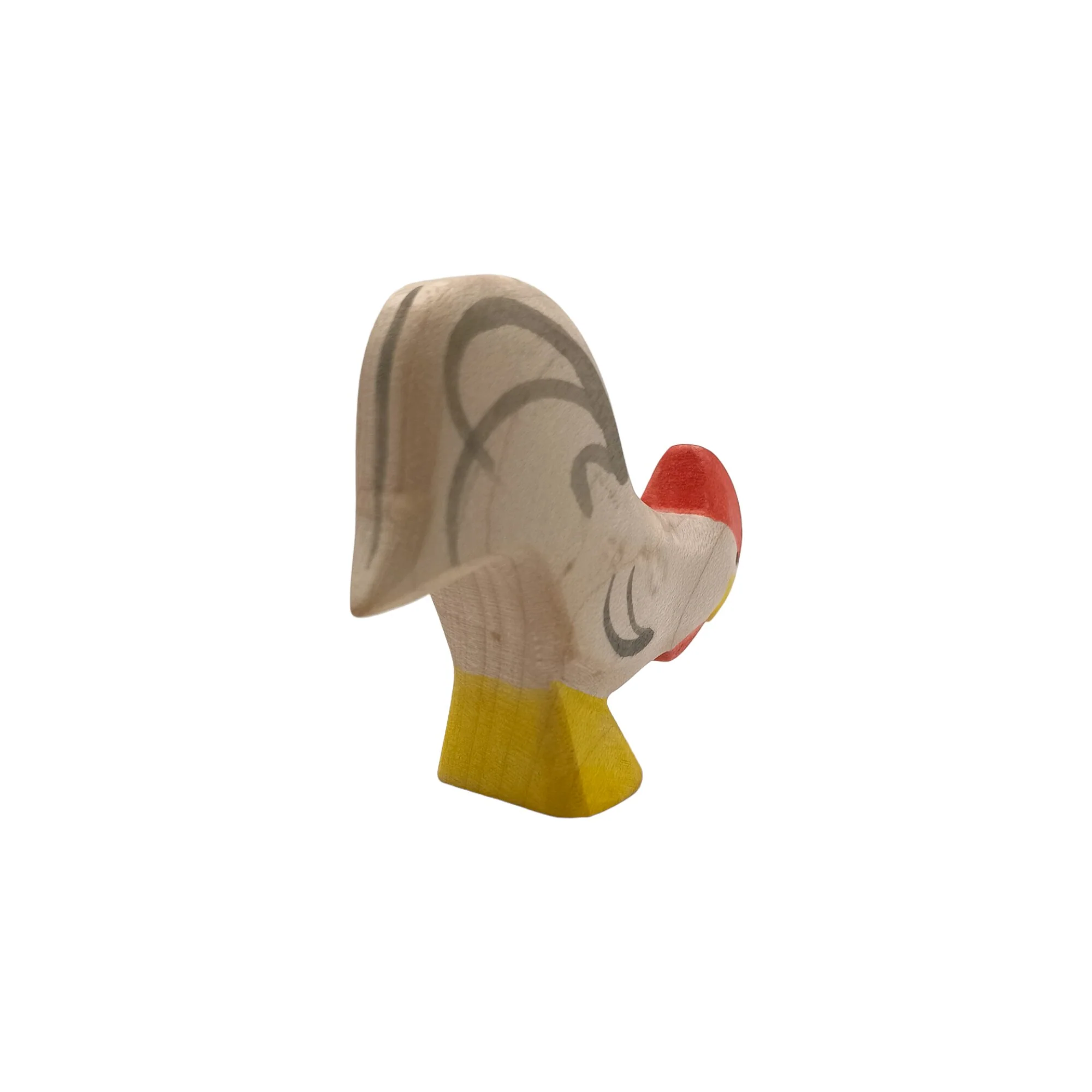 Handcrafted Open Ended Wooden Toy Farm Animal - Rooster White - Image 3