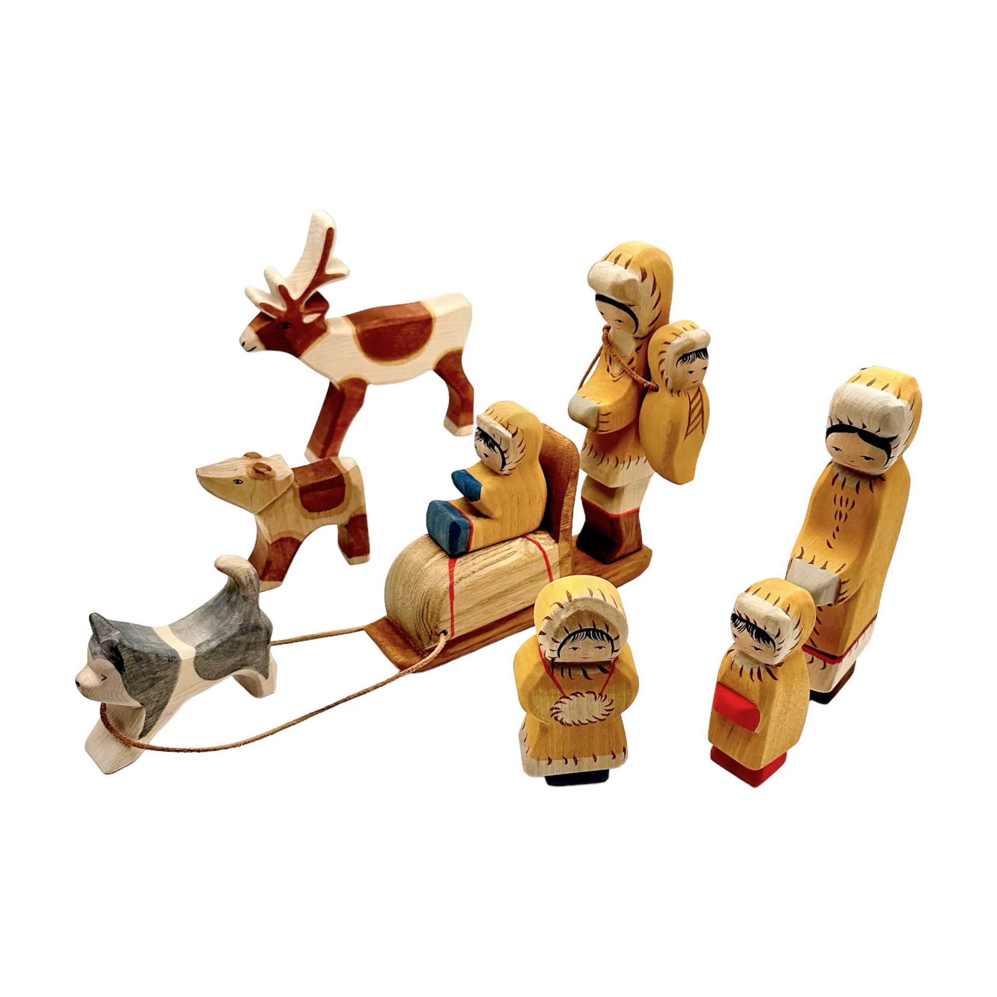 Handcrafted Open Ended Wooden Toy Farm Animal - Sled Running Husky Dog - Image 5