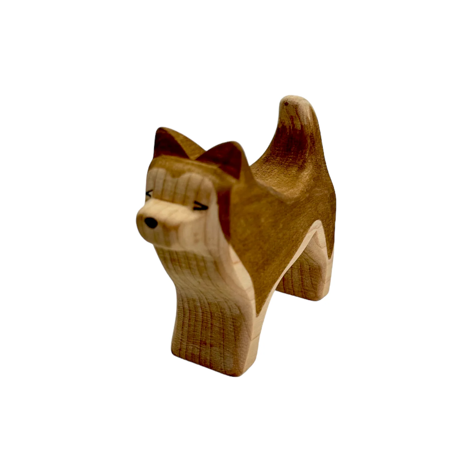 Handcrafted Open Ended Wooden Toy Farm Animal - Sled Running Husky Dog (Brown) - Image 3