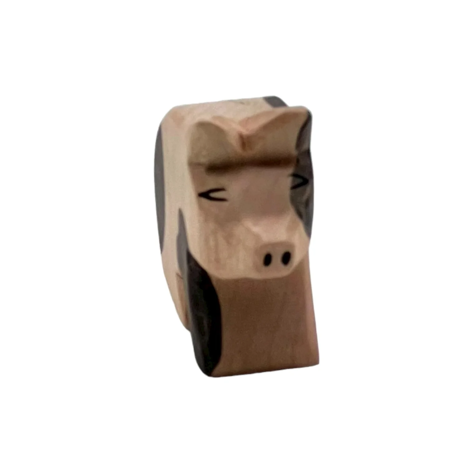 Handcrafted Open Ended Wooden Toy Farm Animal - Spotted Piglet sitting - Image 3