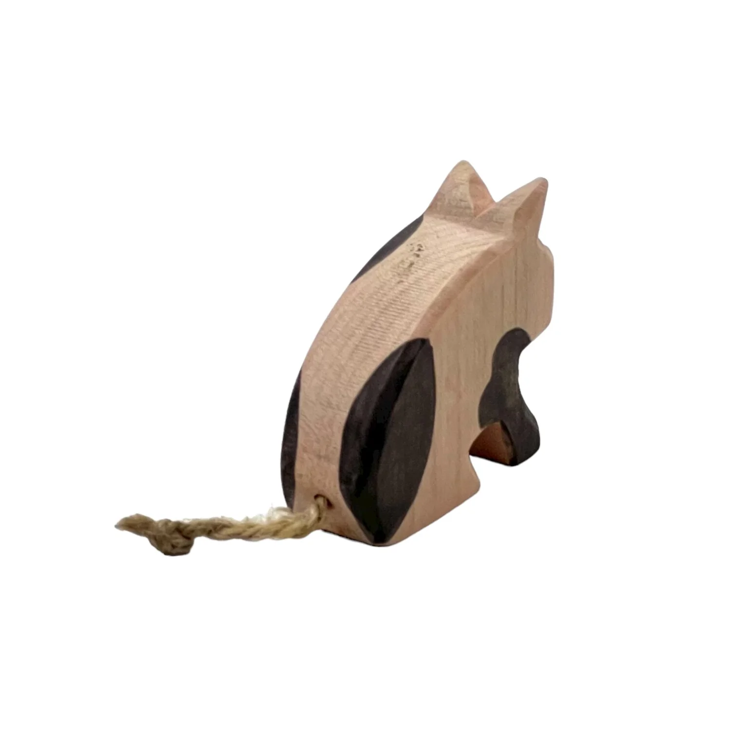Handcrafted Open Ended Wooden Toy Farm Animal - Spotted Piglet sitting - Image 4