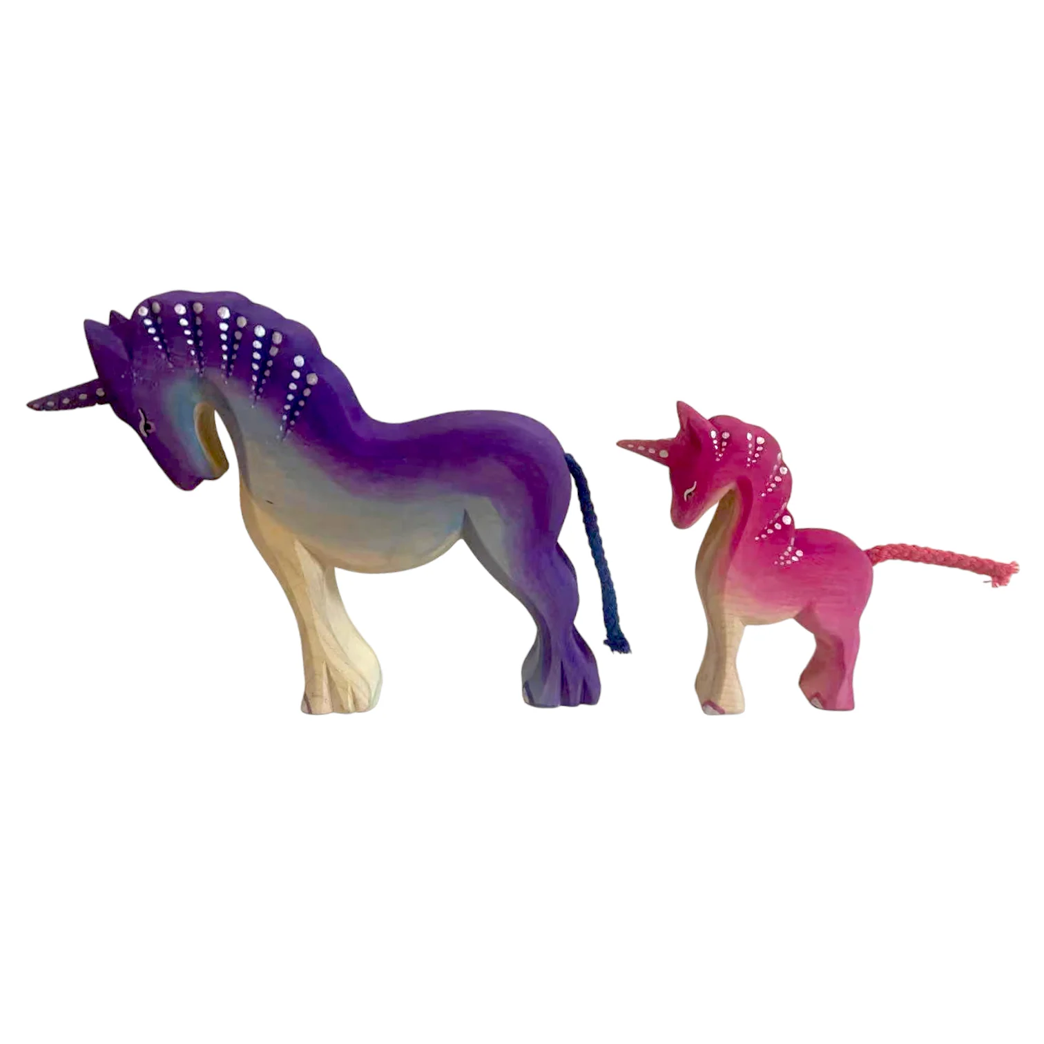 Handcrafted Open Ended Wooden Toy Figure Fairy Tale - 2 Pieces Unicorn Set - Image 4