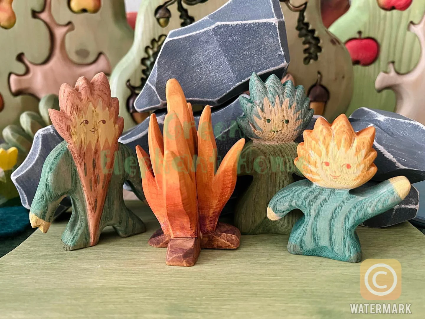 Handcrafted Open Ended Wooden Toy Figure Fairy Tale - A Set of Troll Family (3 Pieces) - Image 5