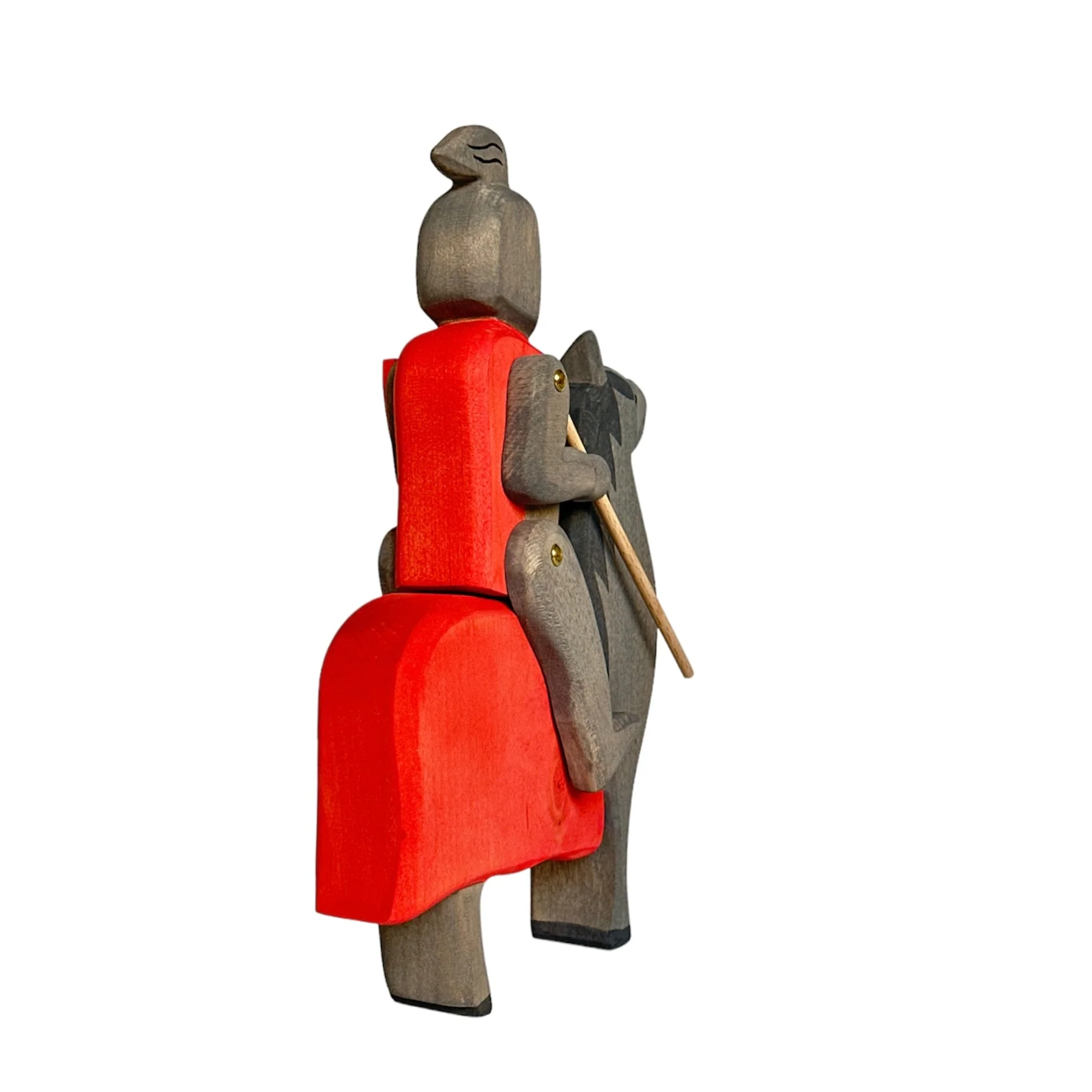 Handcrafted Open Ended Wooden Toy Figure Fairy Tale - Black Knight and Black Horse Set (2 Pieces) - Image 3