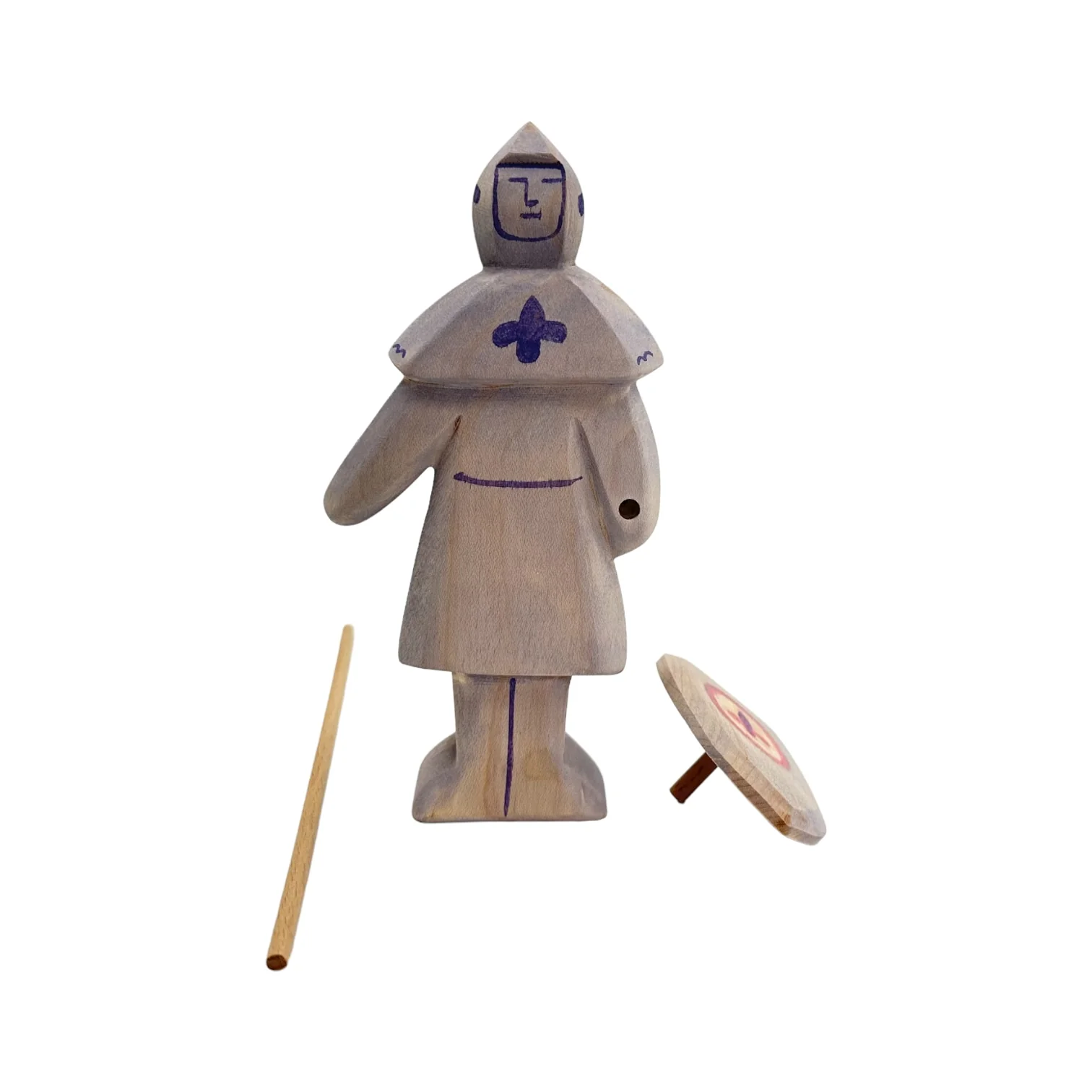 Handcrafted Open Ended Wooden Toy Figure Fairy Tale - Blue Knight #2 - Image 4